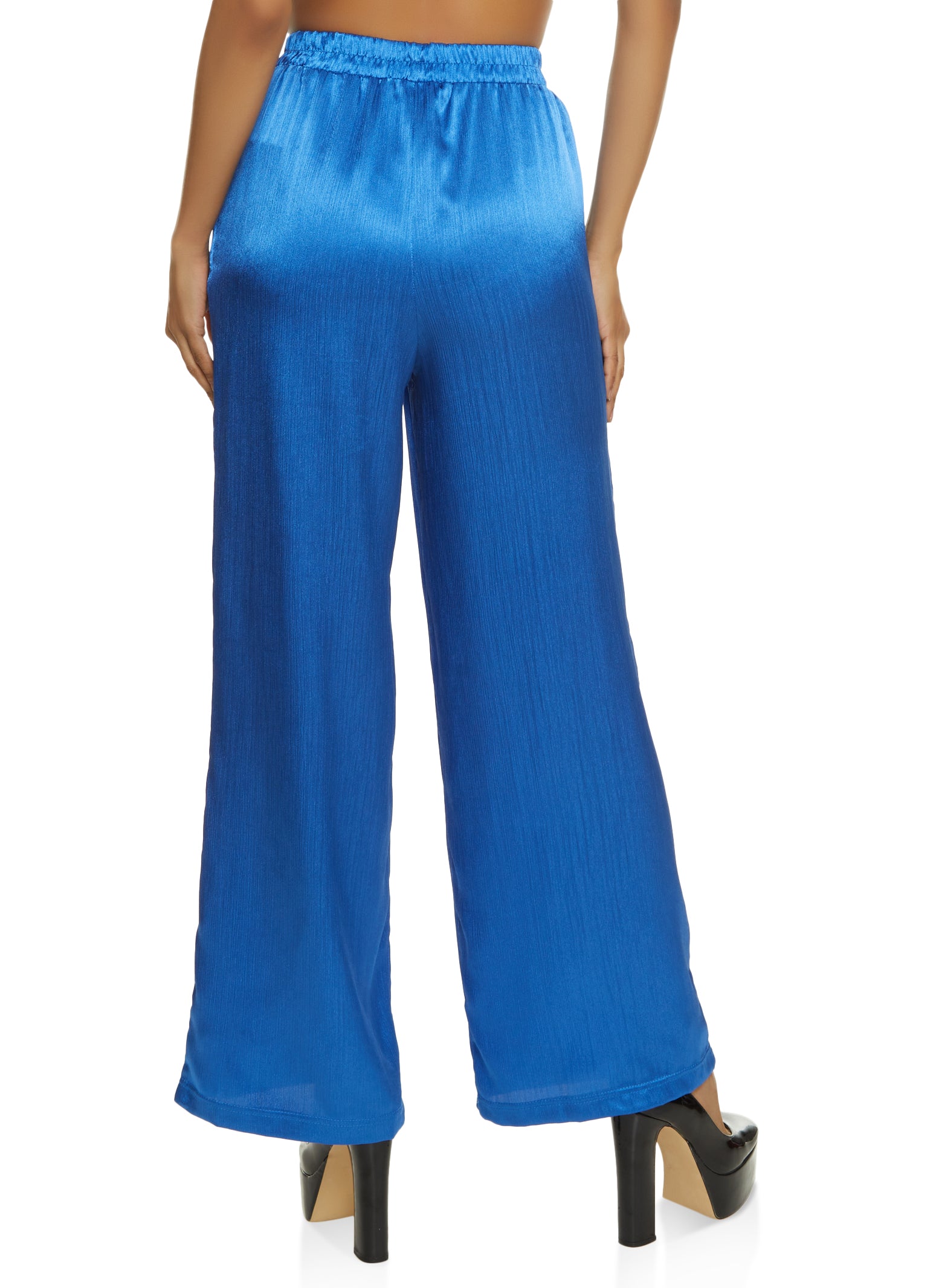Buy Aqua Blue Shantung Straight Parallel Pants Online - W for Woman