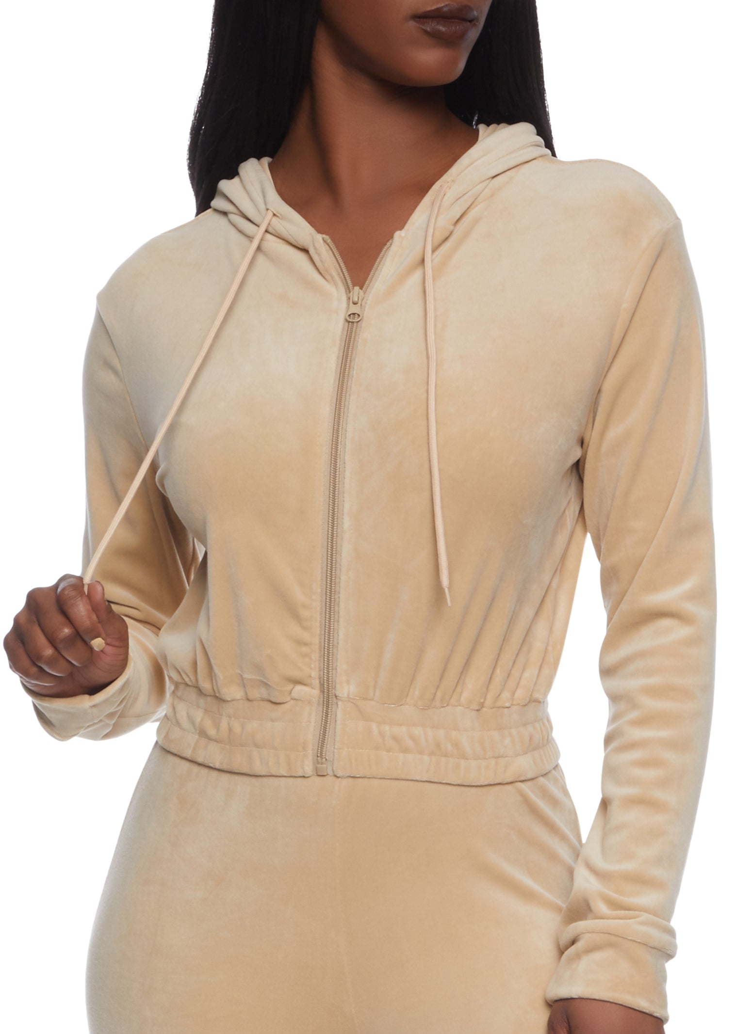 Velvet hoodie zip up Clearance