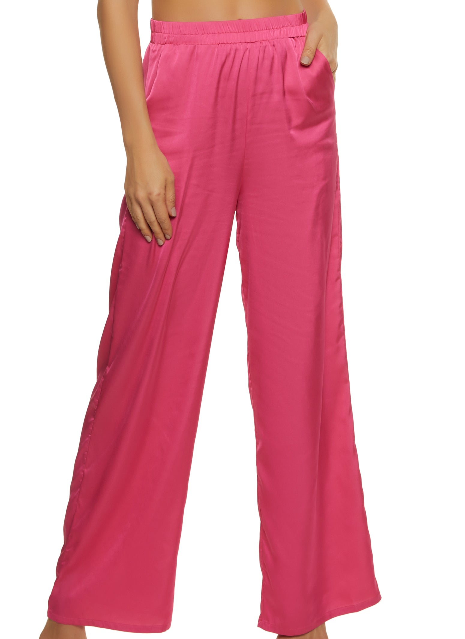 Solid Satin Wide Leg Pants