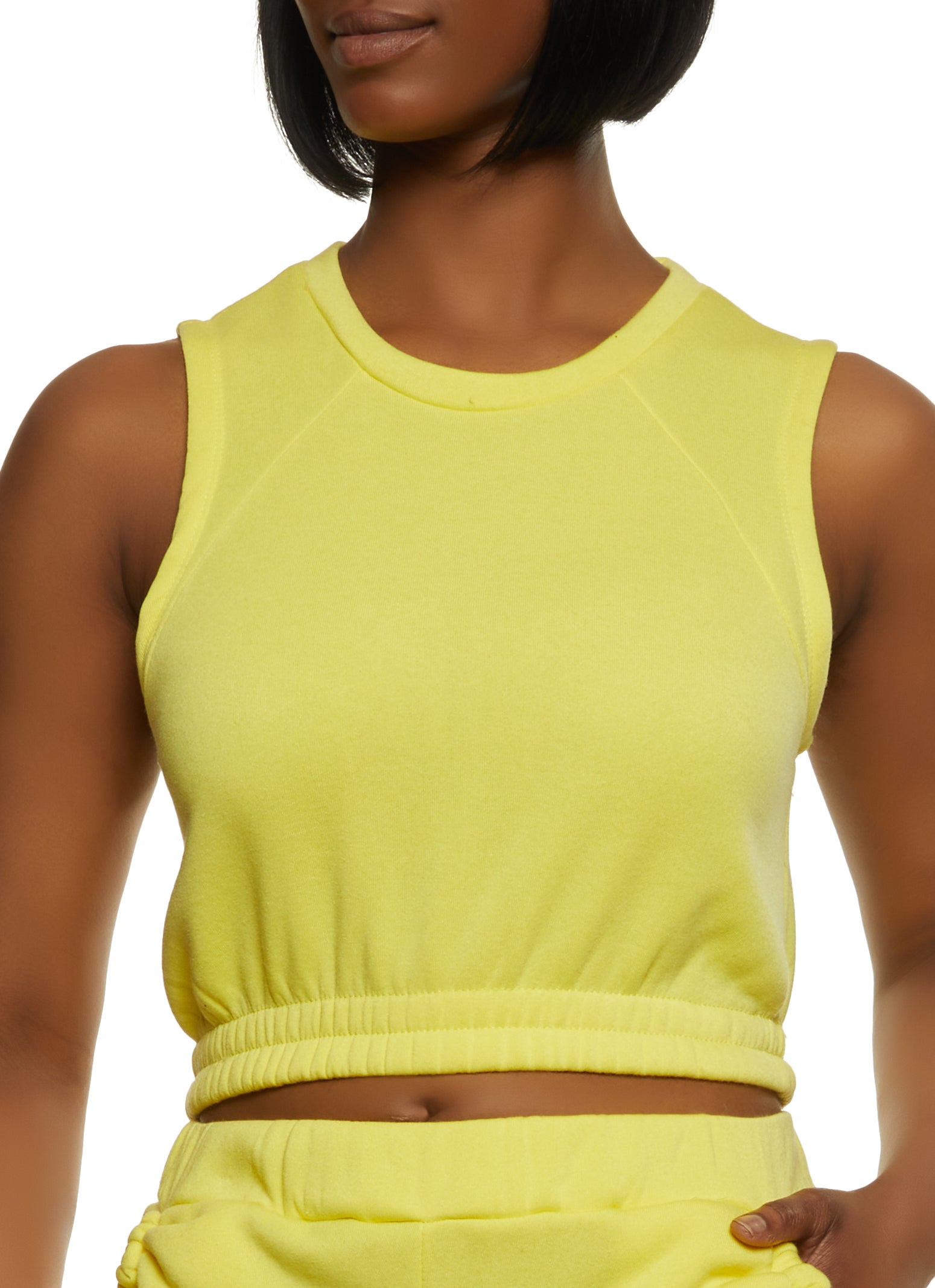 Fleece Crew Neck Tank Top