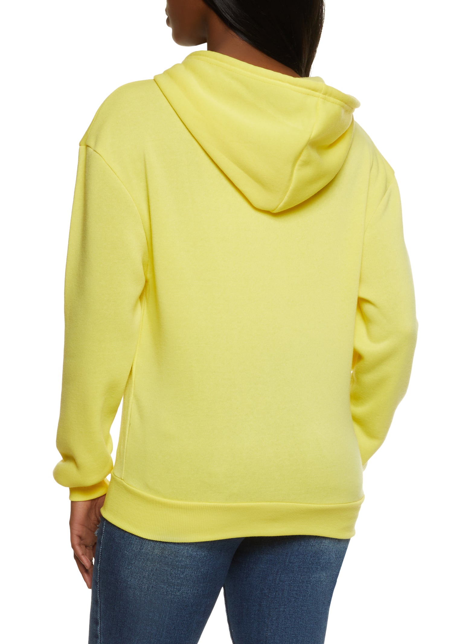 Solid Fleece Zip Up Hoodie