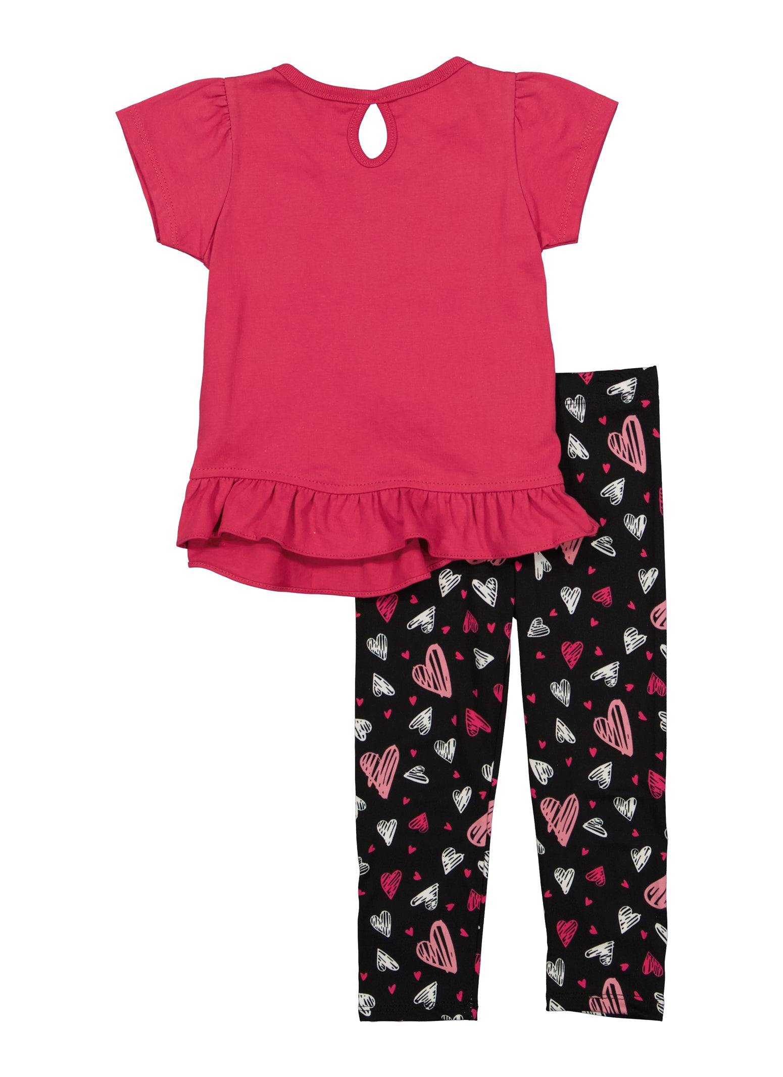 Toddler Girls Love Graphic Ruffled Top and Leggings Set