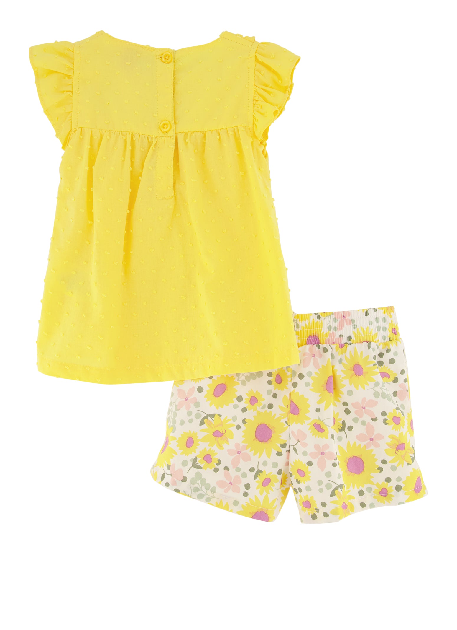 Toddler Girls Eyelet Peasant Top and Sunflower Print Shorts