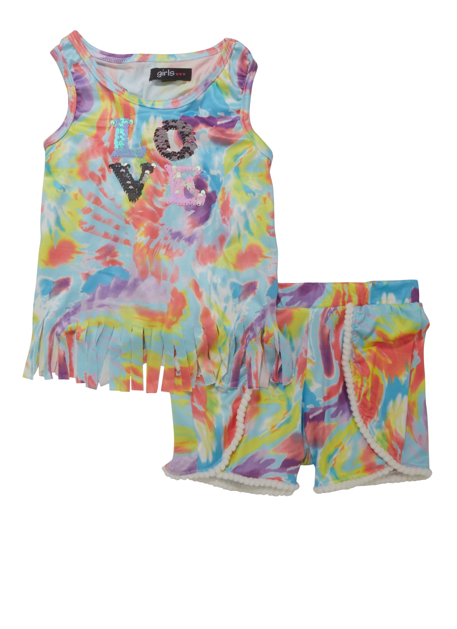 Toddler Girls Love Sequin Tank Top and Shorts