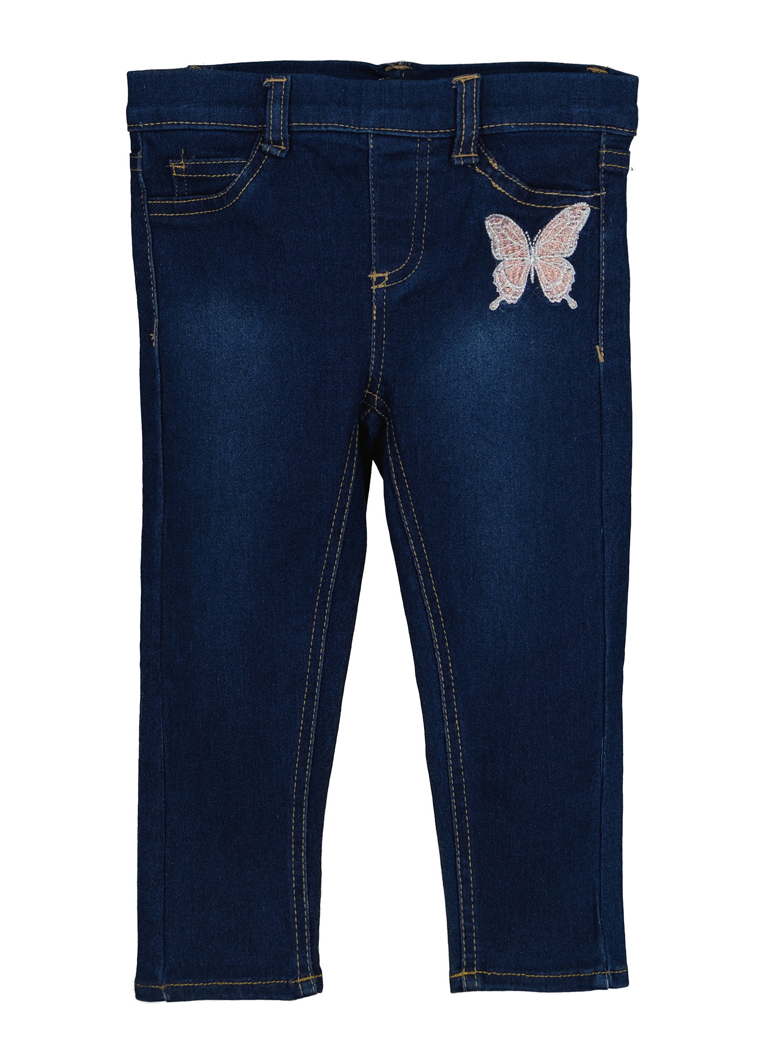 Toddler Girls Butterfly Embroidered Jeans