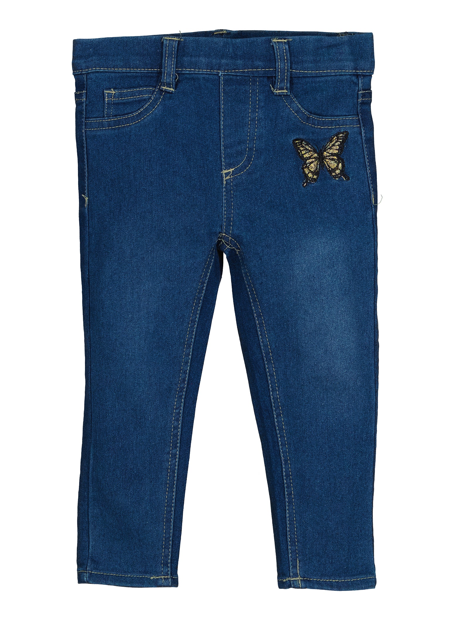 Toddler Girls Butterfly Embroidered Jeans