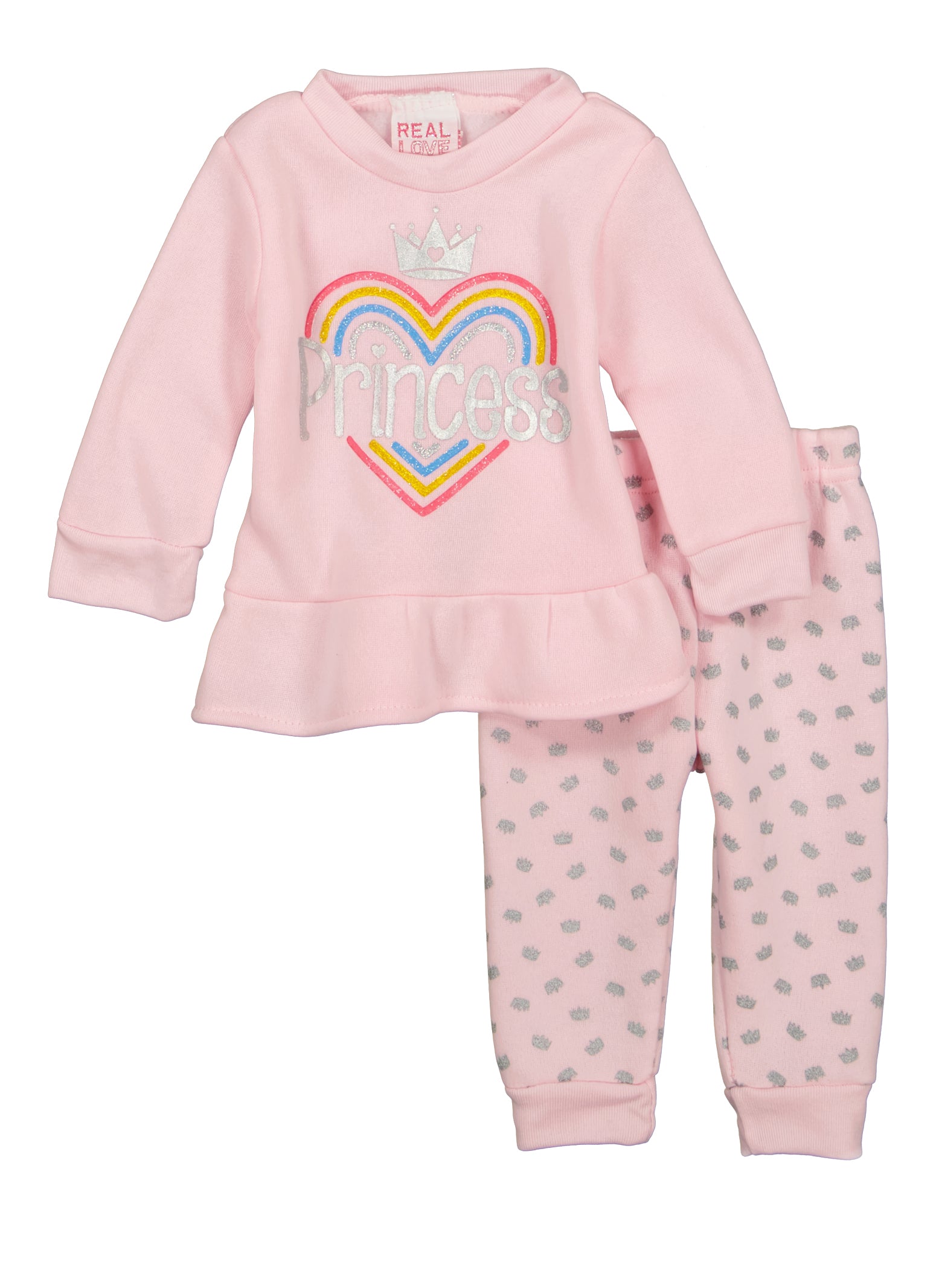 Baby Girls 0-9M Princess Peplum Sweatshirt and Joggers