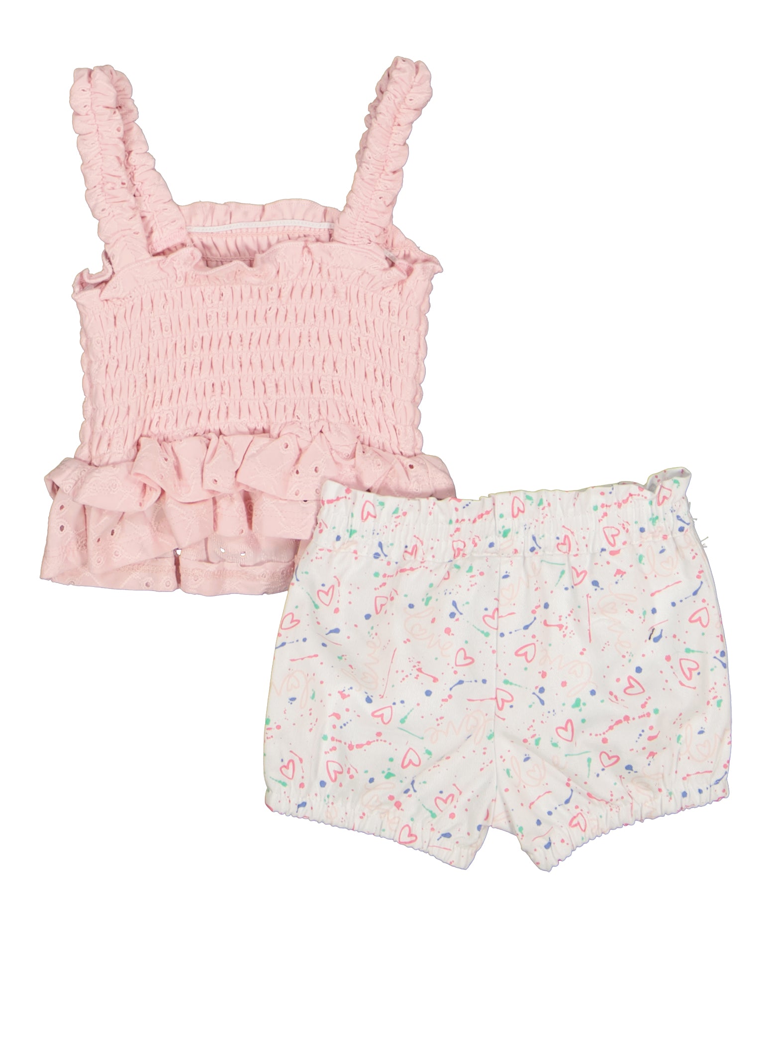 Baby Girls 09M Smocked Tank Top and Printed Shorts