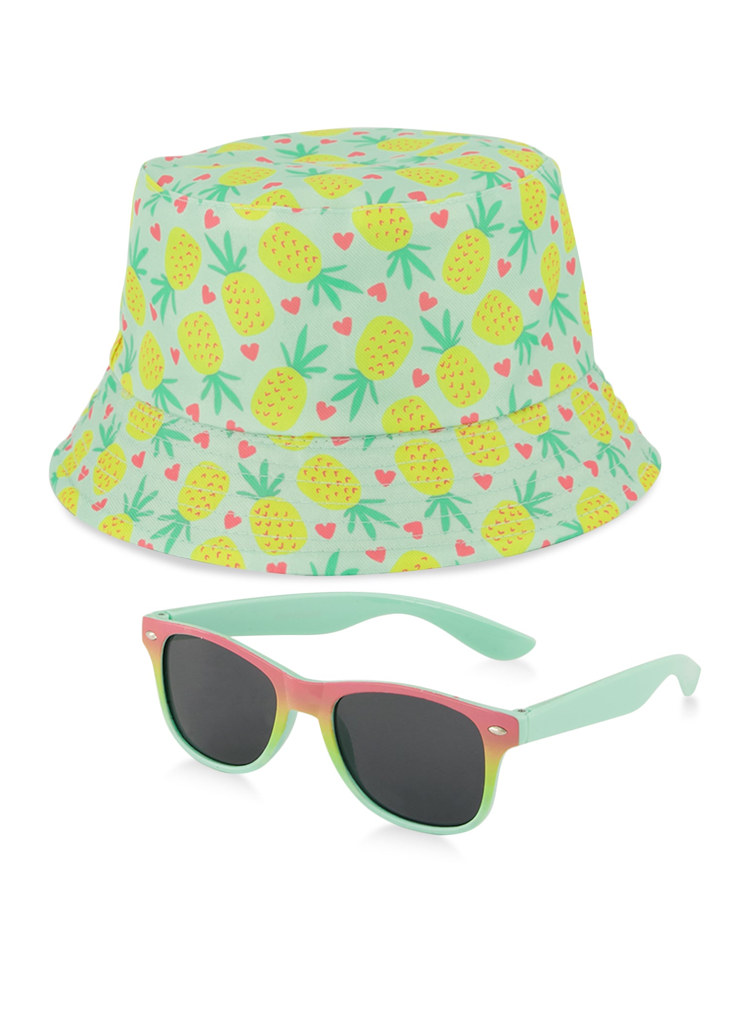 Pineapple Print Bucket Hat Sunglasses