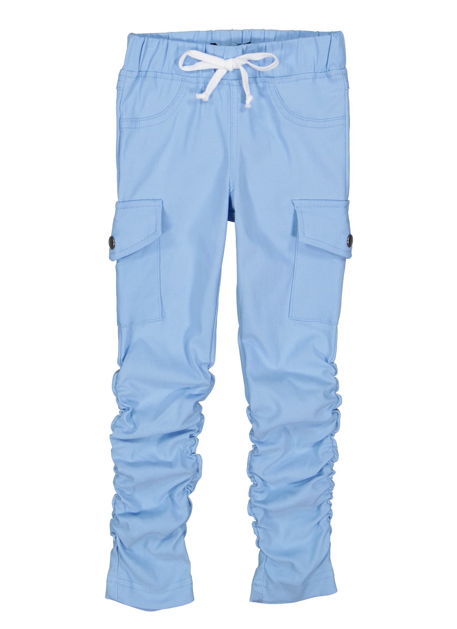 Little Girls Stacked Cargo Pocket Hyperstretch Pants - Baby Blue