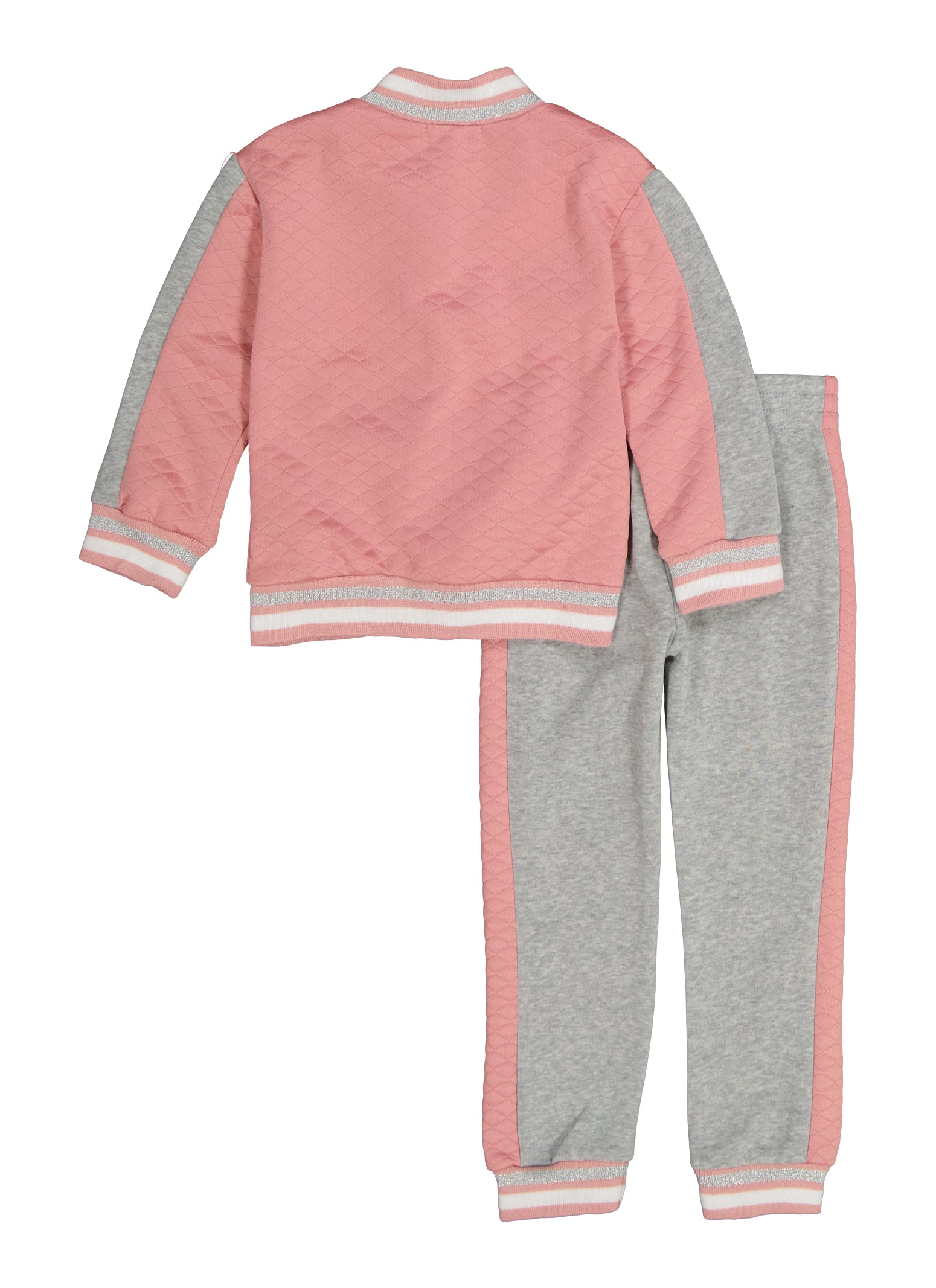 Little Girls B Initial Patch Varsity Jacket and Joggers