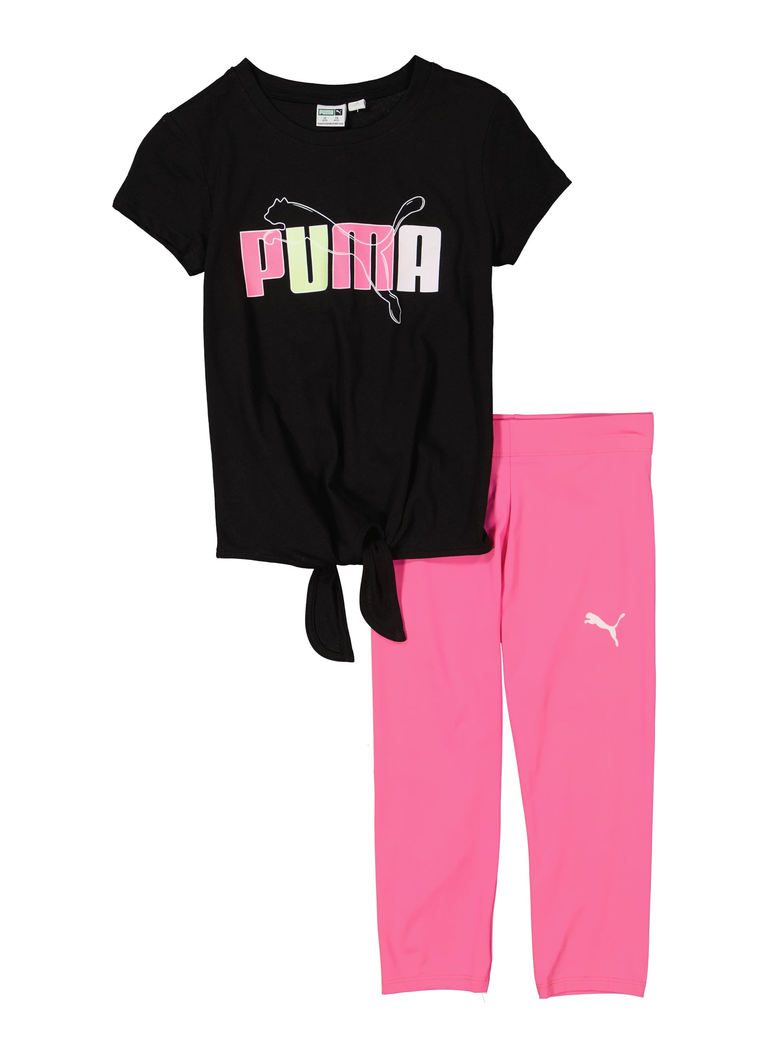 Girls Puma Tie Front T Shirt and Leggings