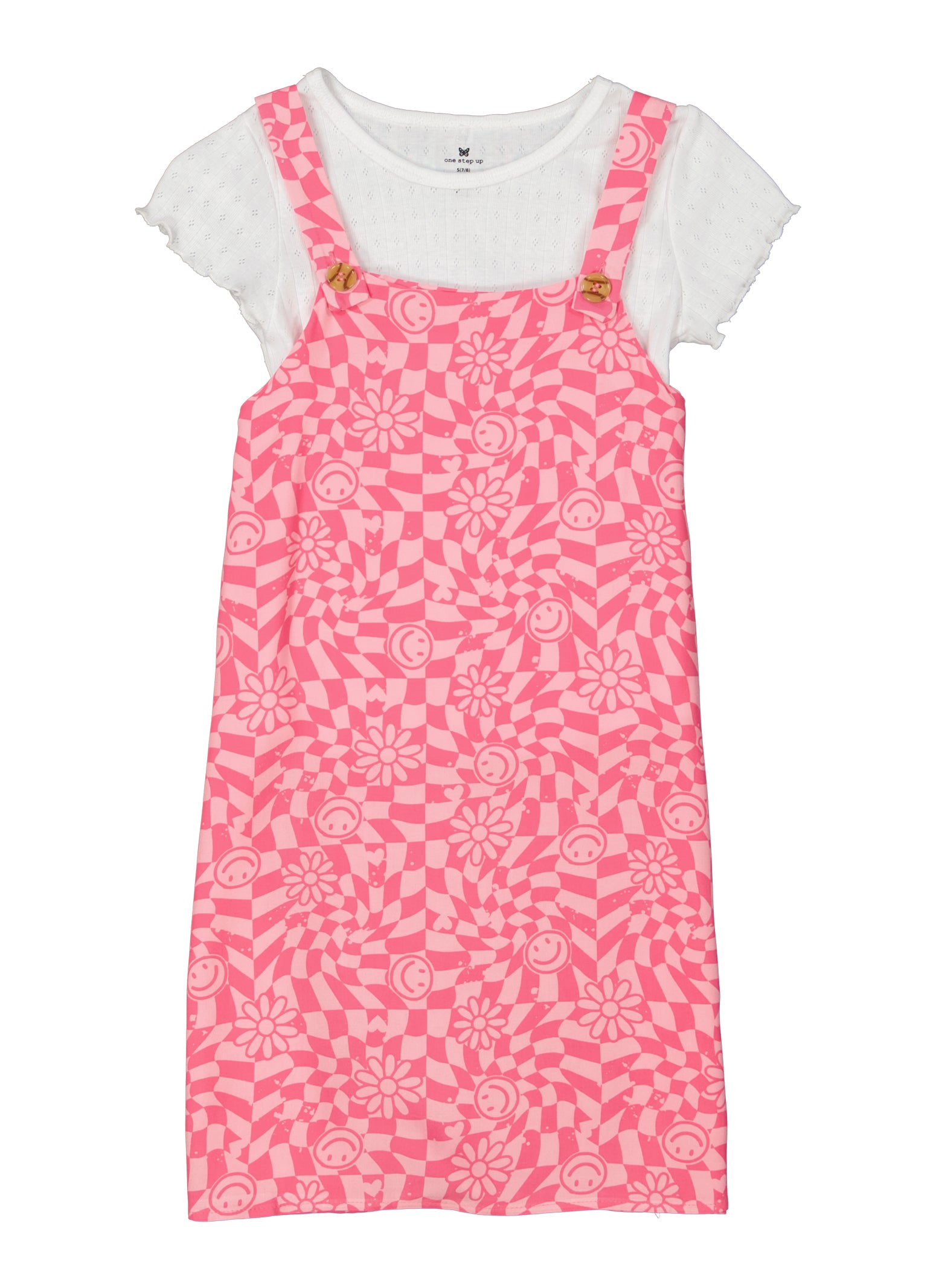 Girls Checkered Overall Dress and Top