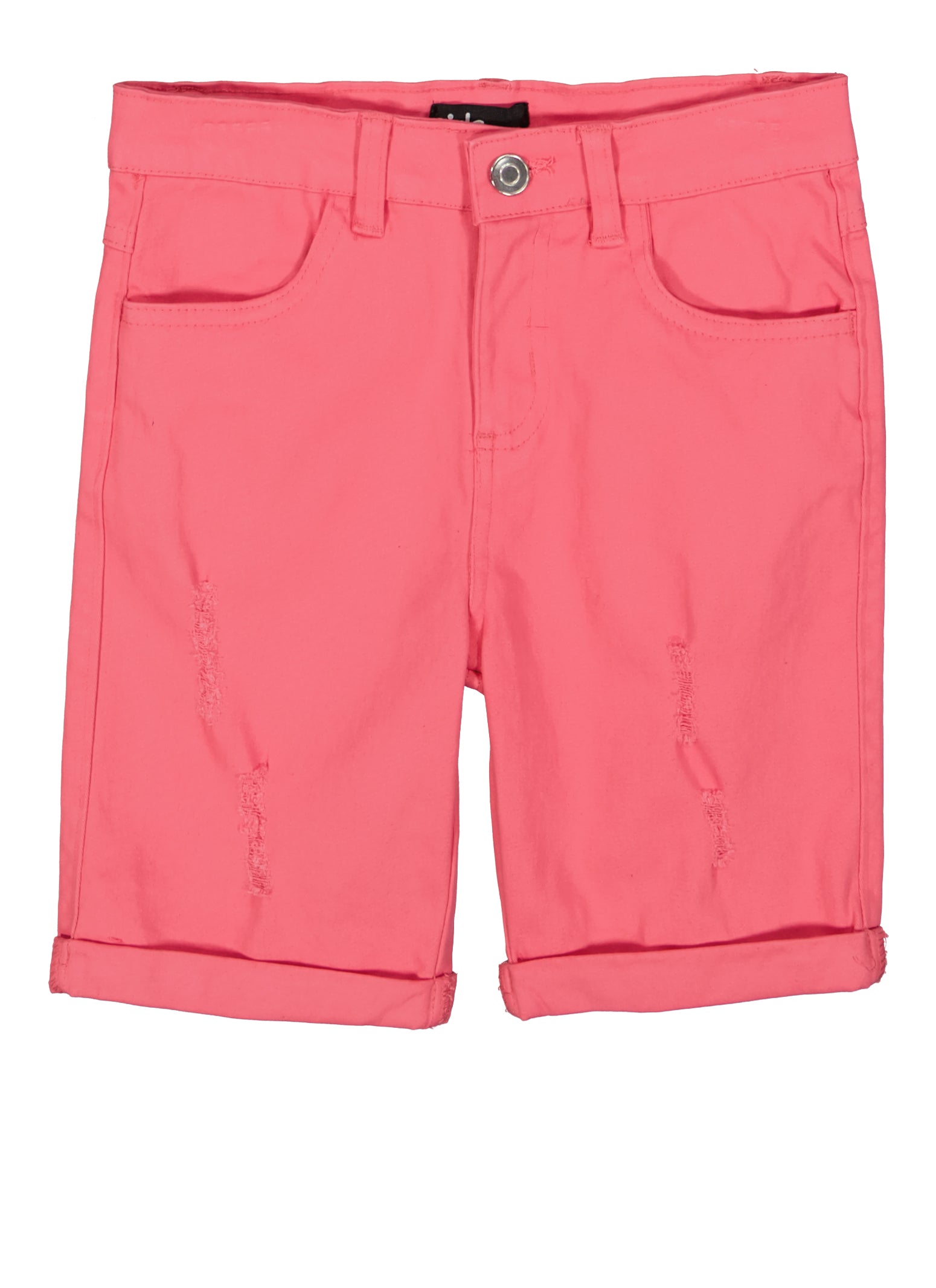 Girls Hyperstretch Distressed Rolled Cuff Shorts
