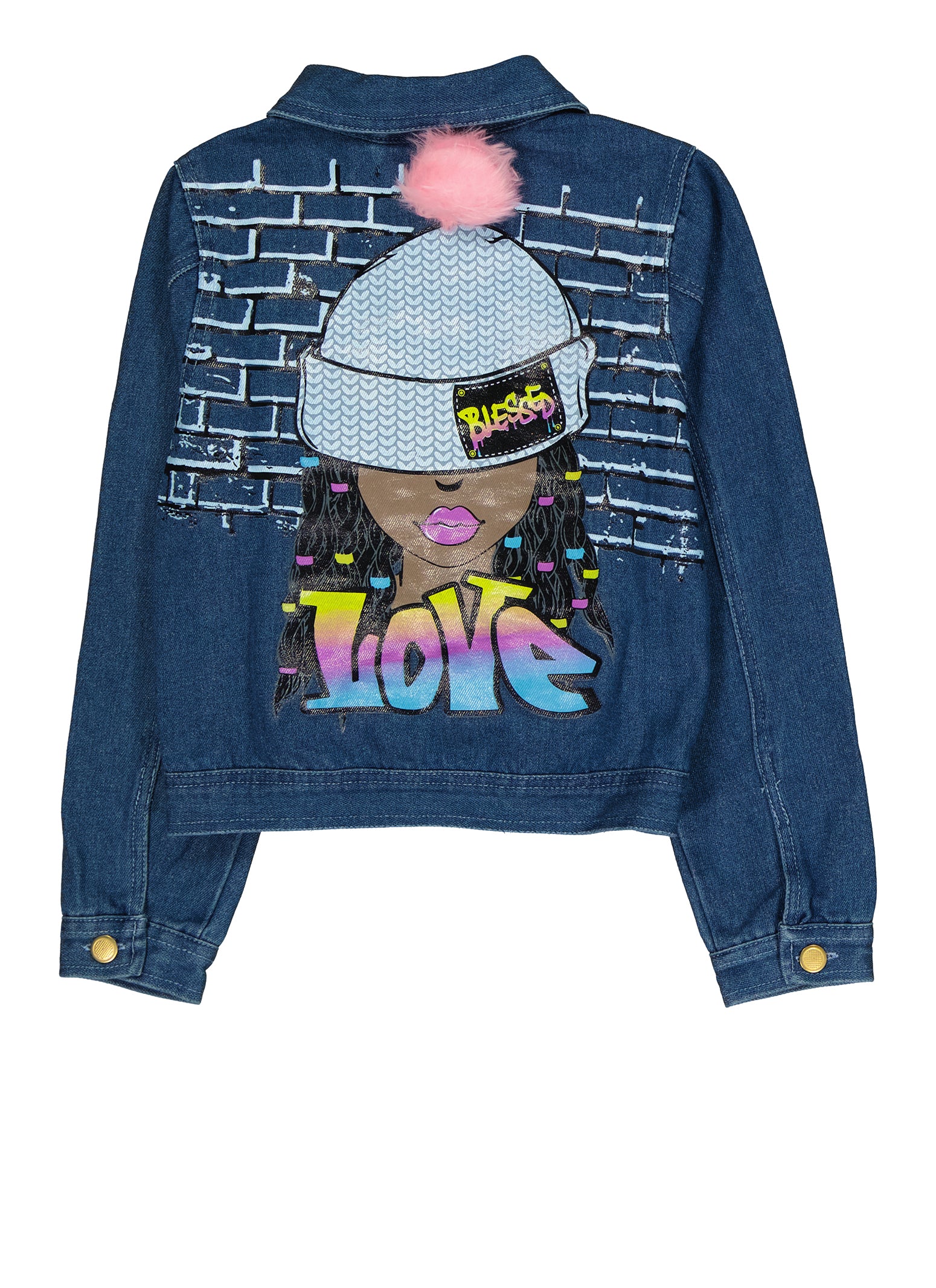 Girls Love Graphic Denim Jacket