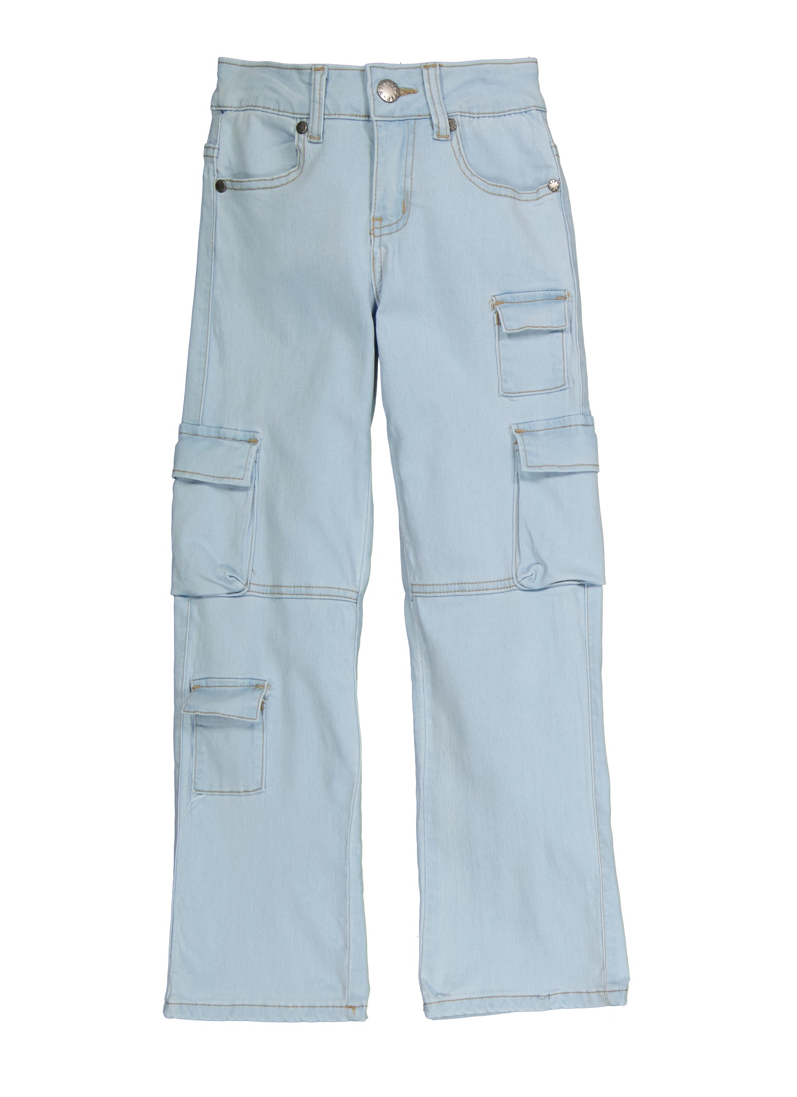 Girls VIP Cargo Wide Leg Jeans - Light Wash