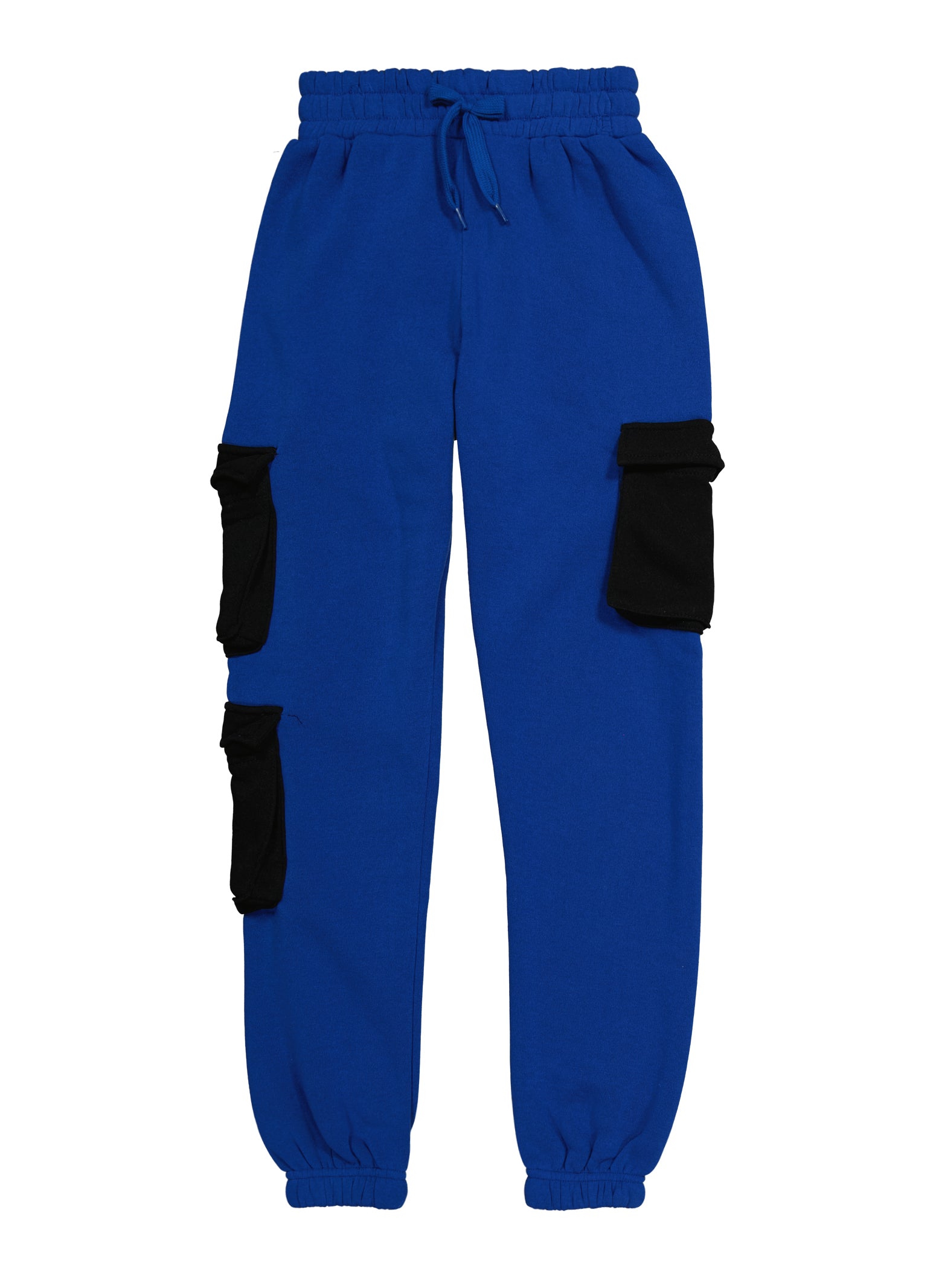 Girls Cargo Pocket Drawstring Sweatpants - Royal Blue