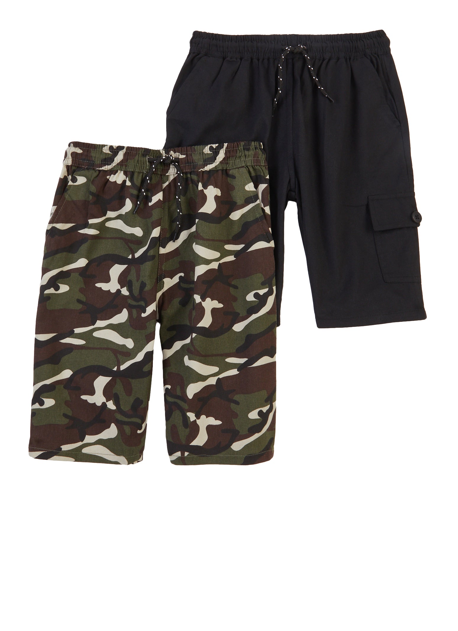 Boys 2 Pack Camo Drawstring Shorts