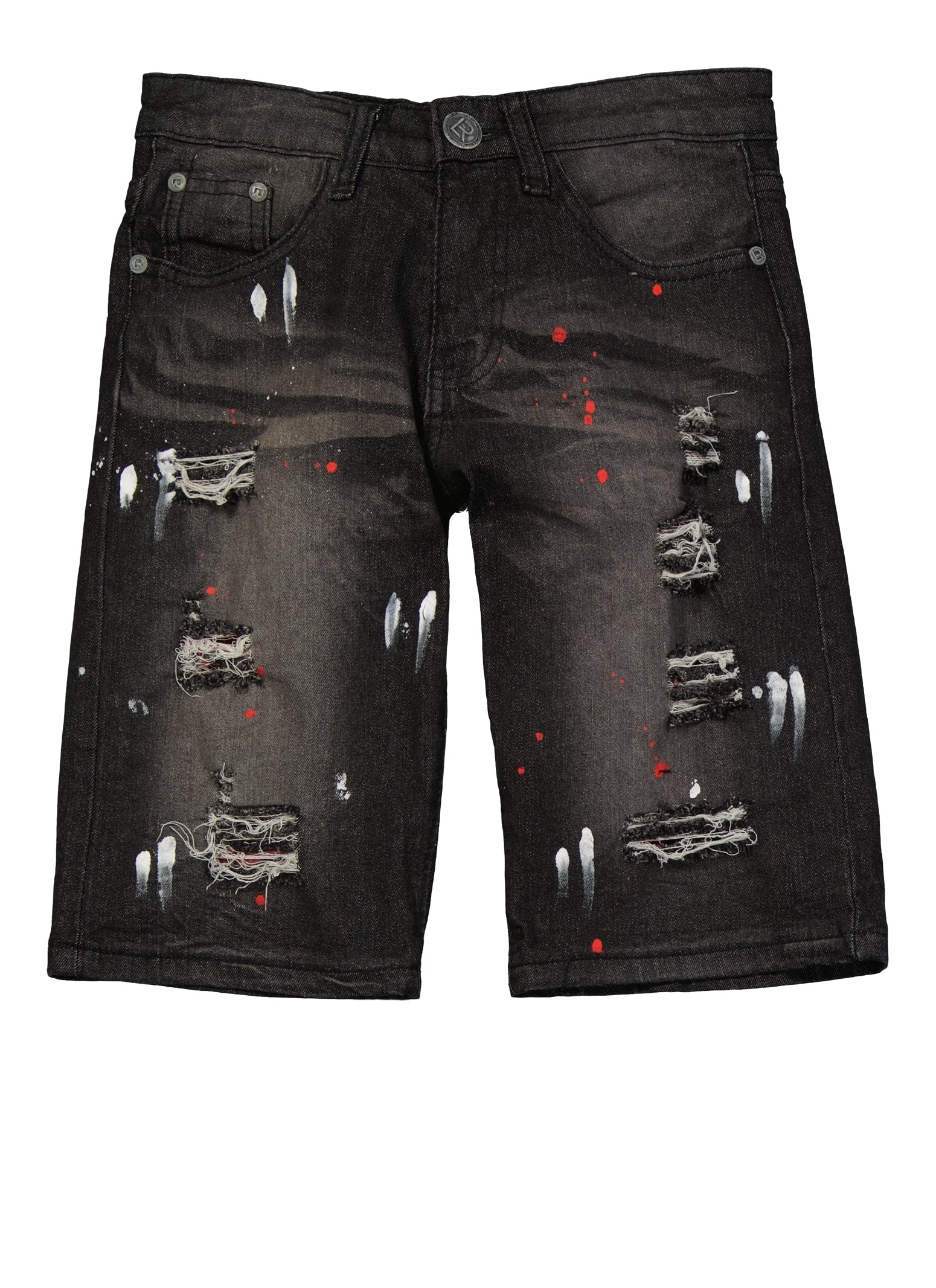 Boys Distressed Paint Splatter Denim Shorts