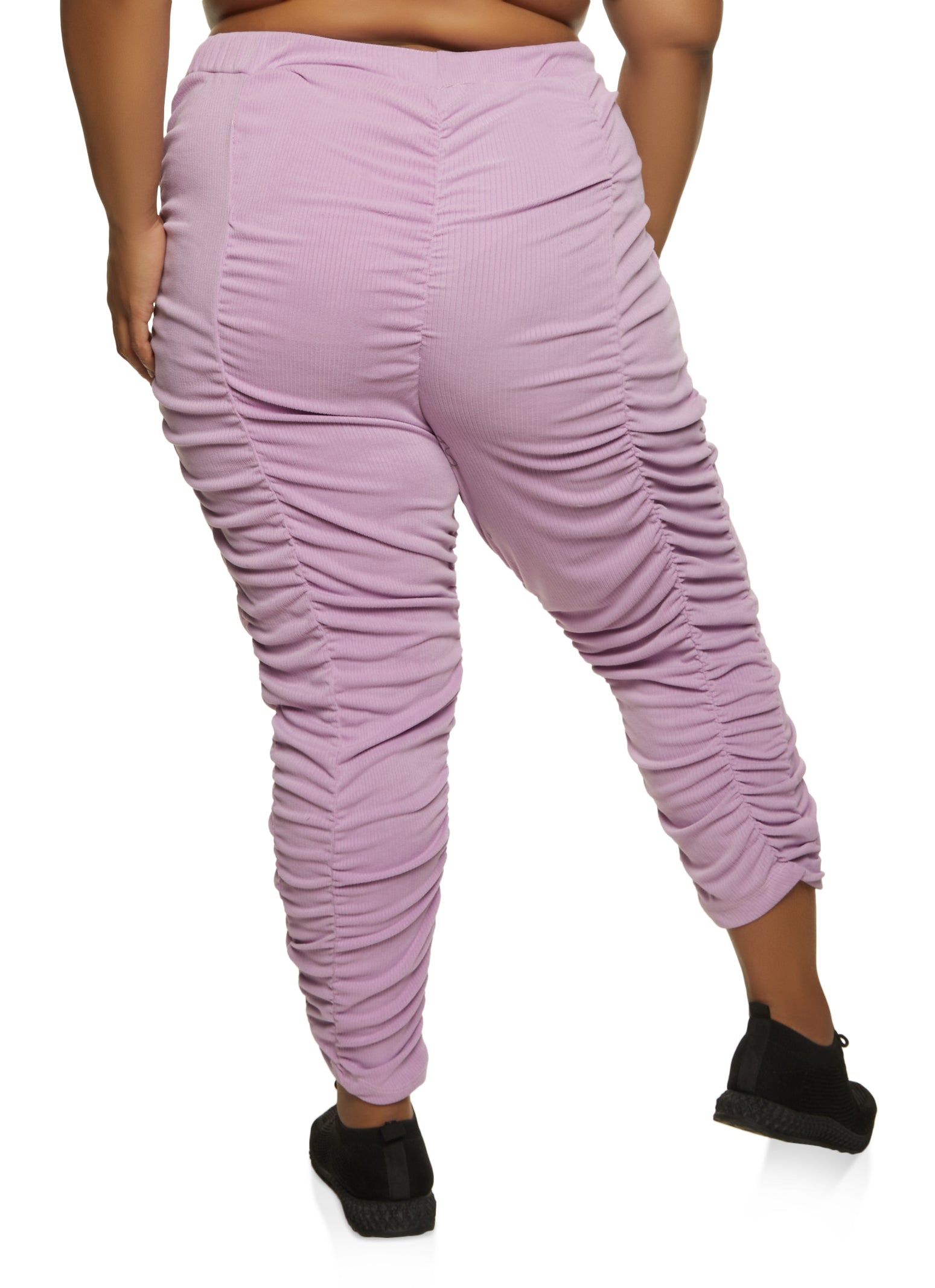 Plus Size Ribbed Knit Stacked Pants