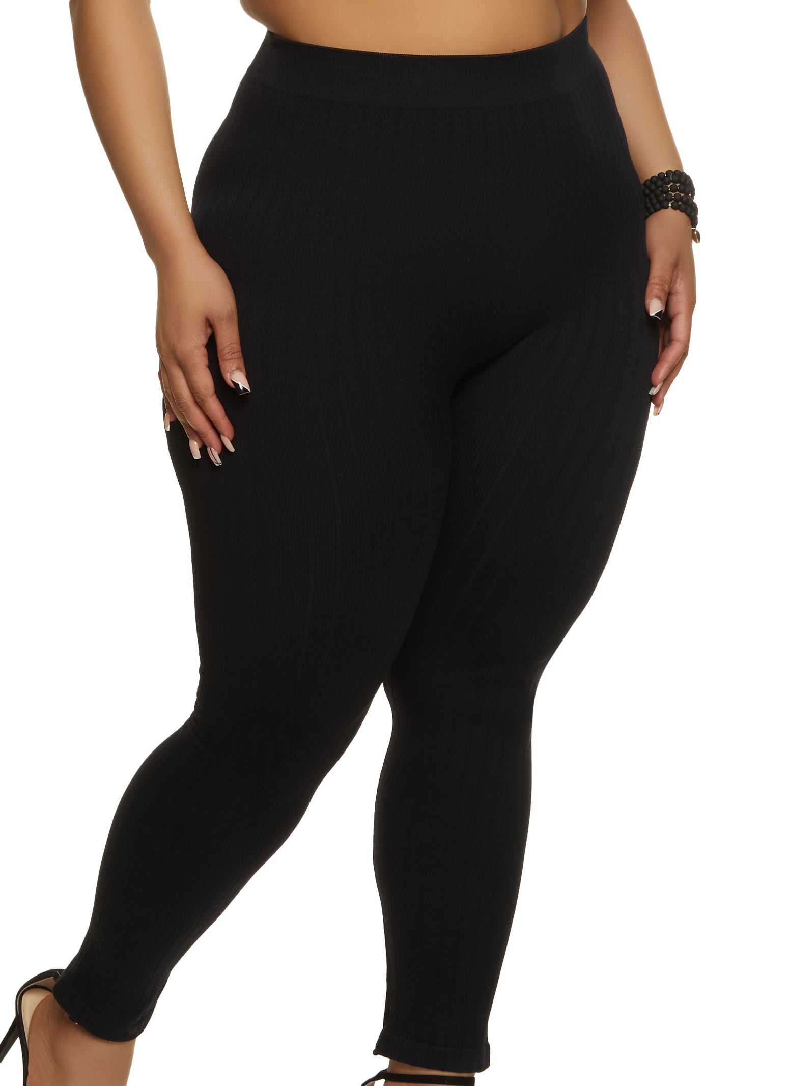 Plus Size Compression Ribbed Leggings