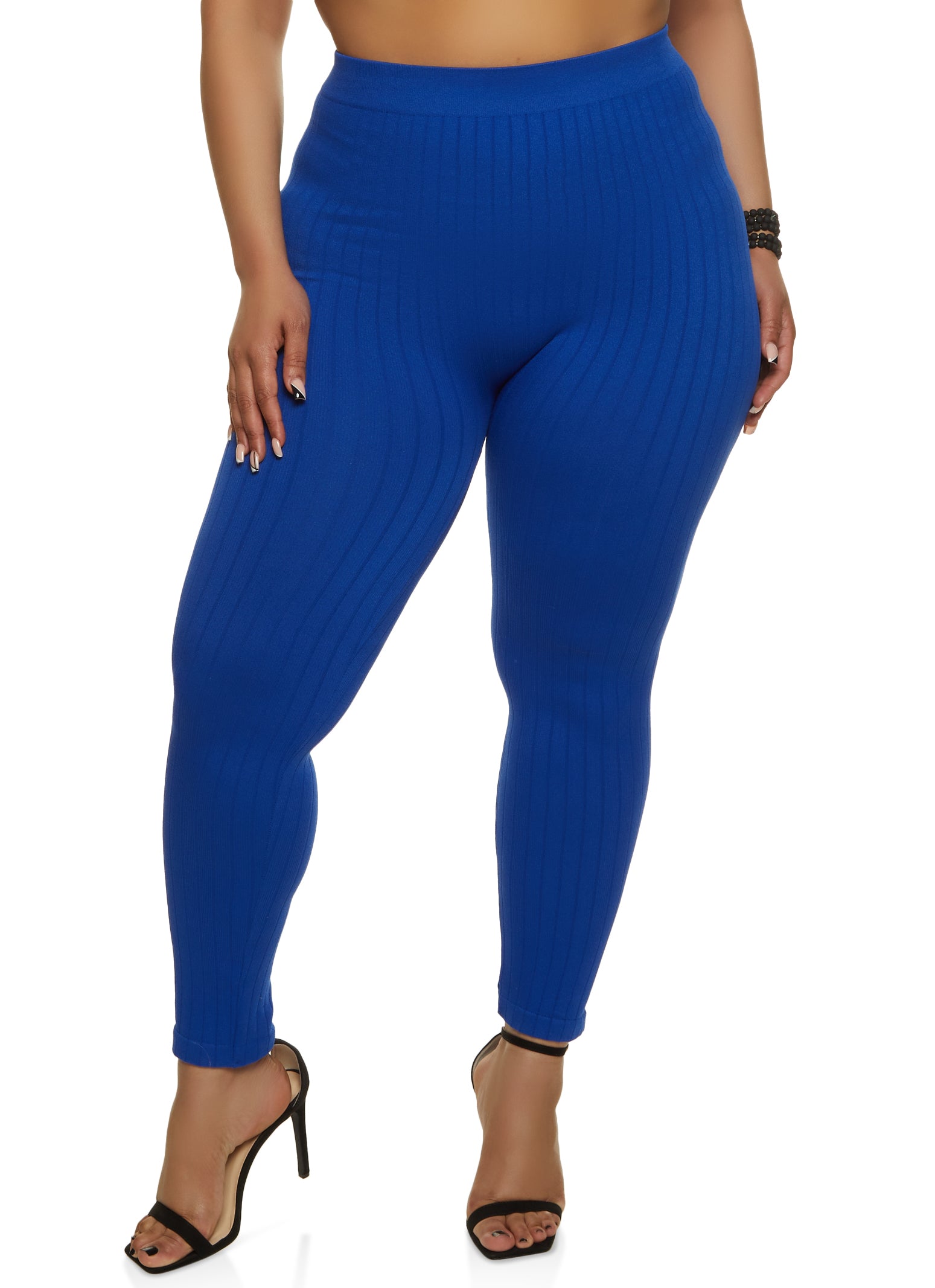 Plus Size Compression Ribbed Leggings