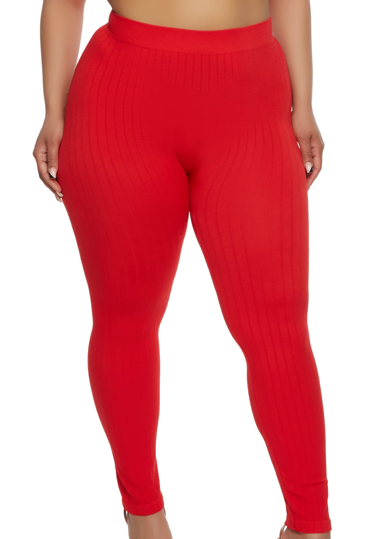 Plus Size Compression Ribbed Leggings