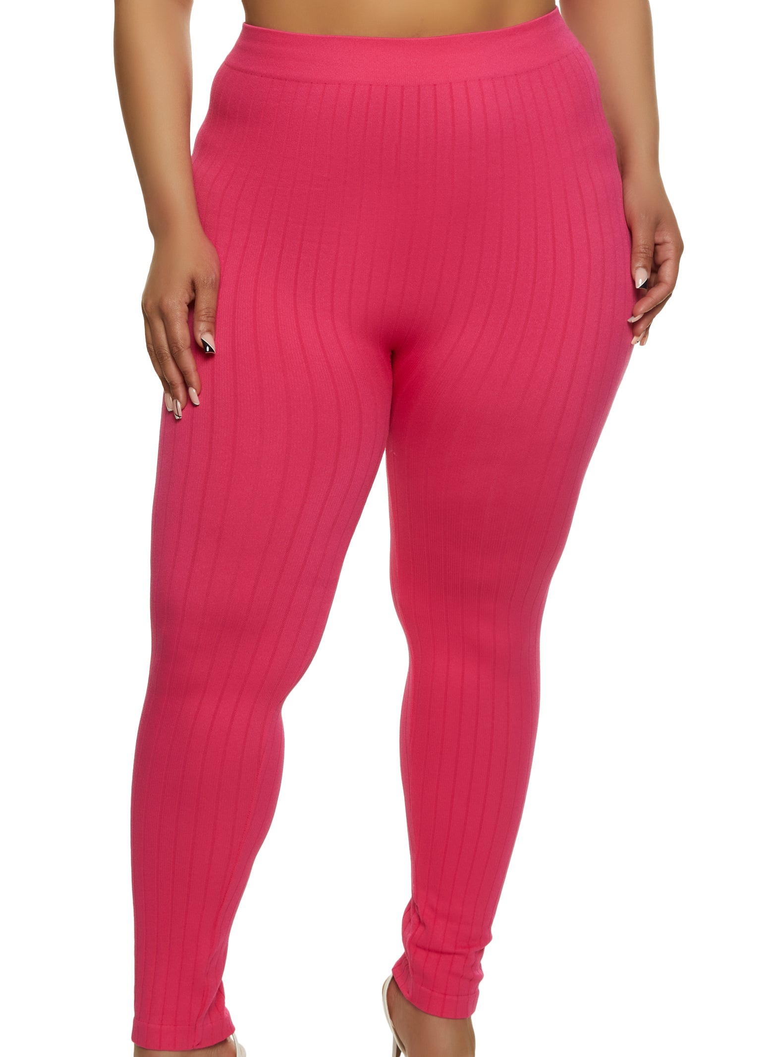 Plus Size Compression Ribbed Leggings