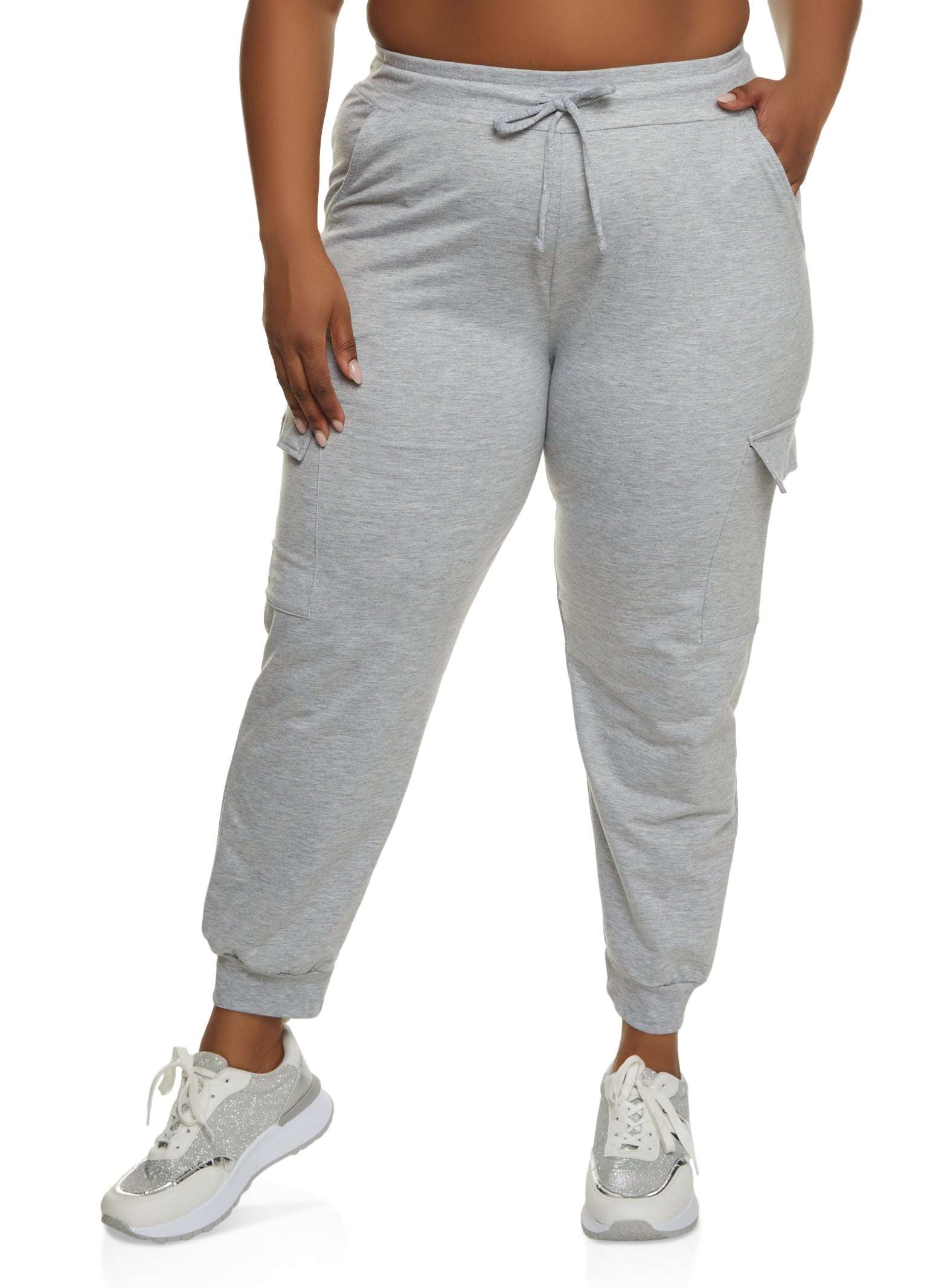 Plus Size French Terry Cargo Pocket Joggers