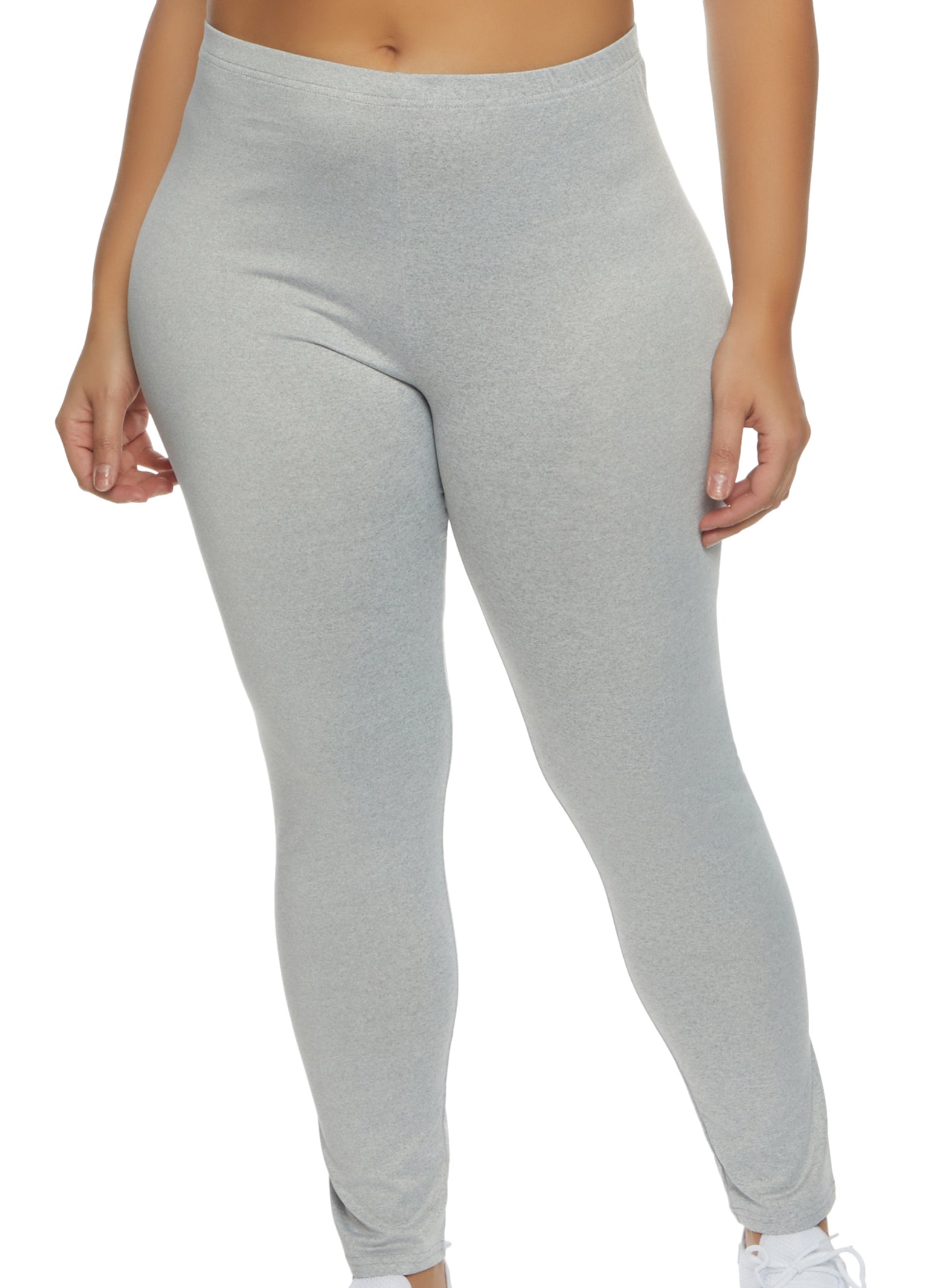 Plus Size Solid Soft Knit Leggings - Heather
