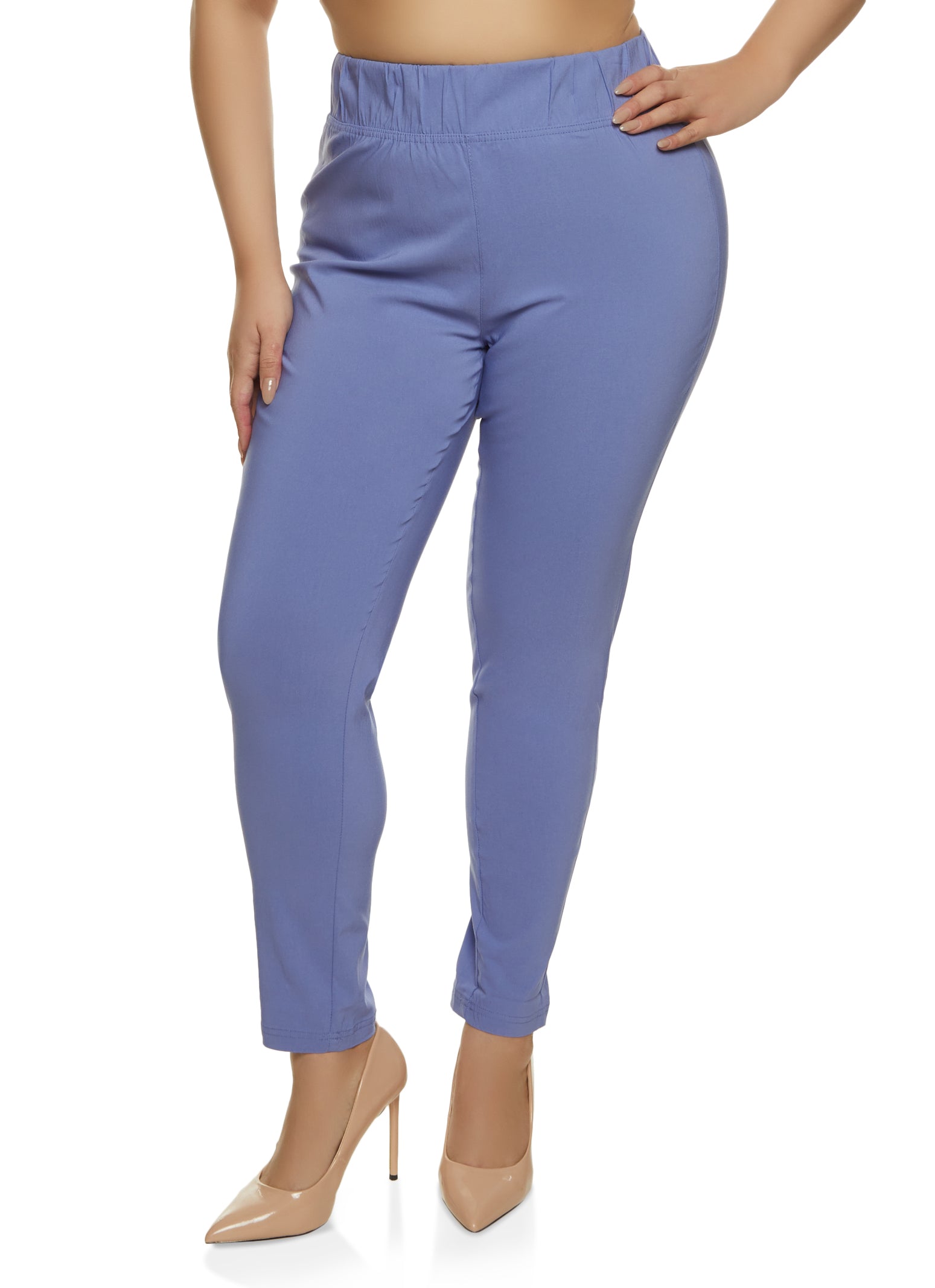 Plus Size High Waisted Pull On Dress Pants - Lavender