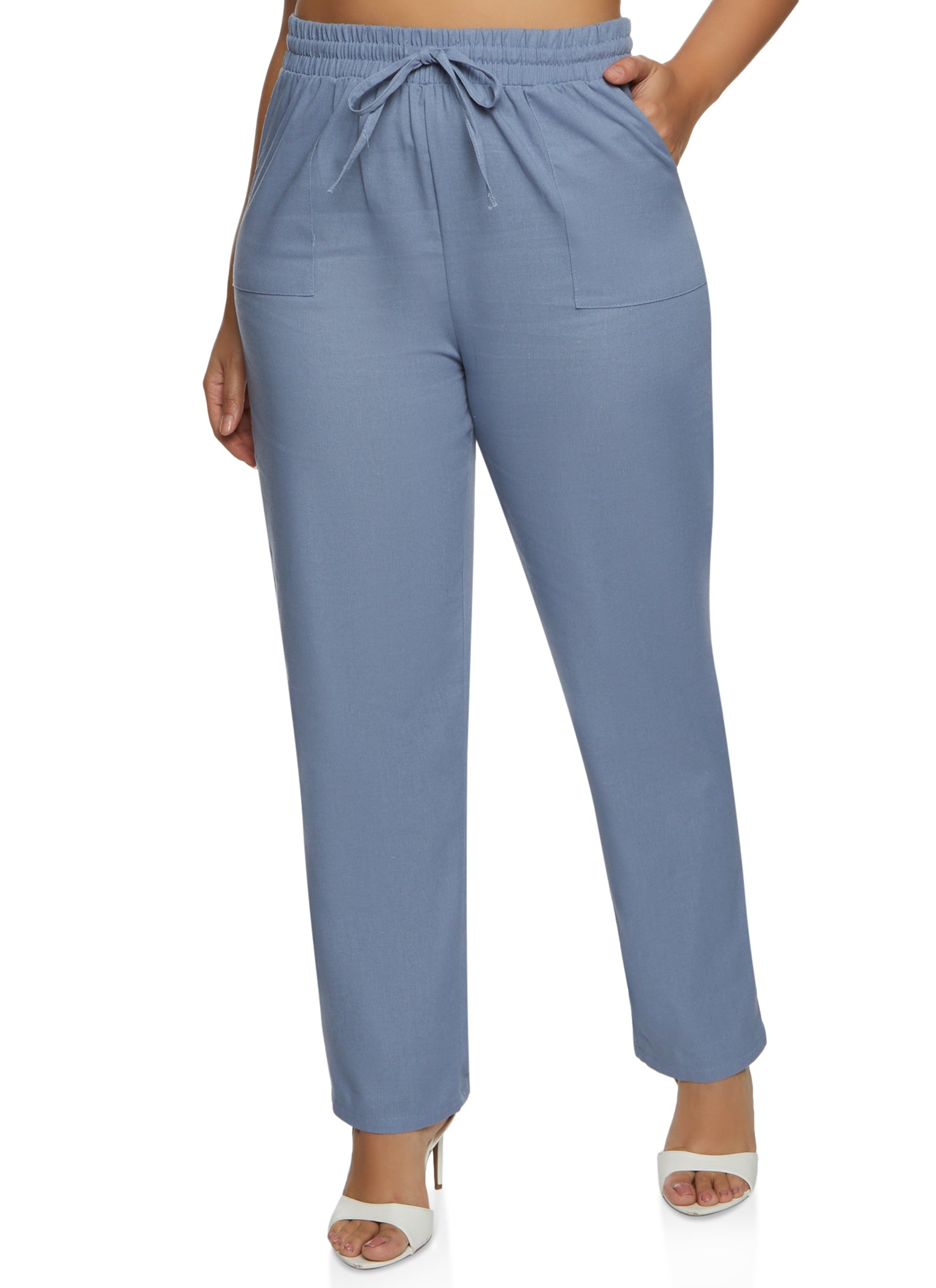 Plus Size Linen Straight Leg Pants