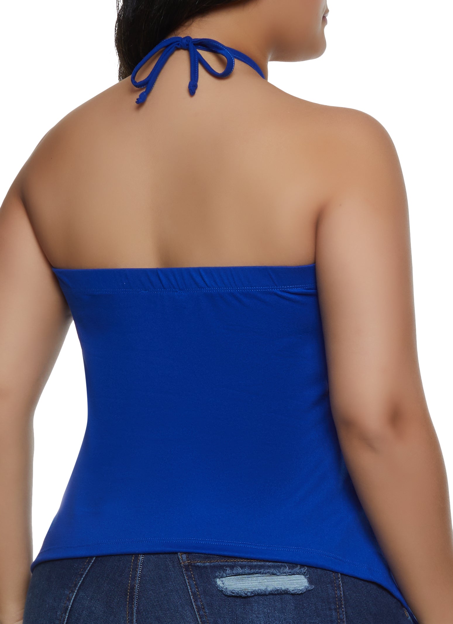 Plus Size Sharkbite Hem Halter Top