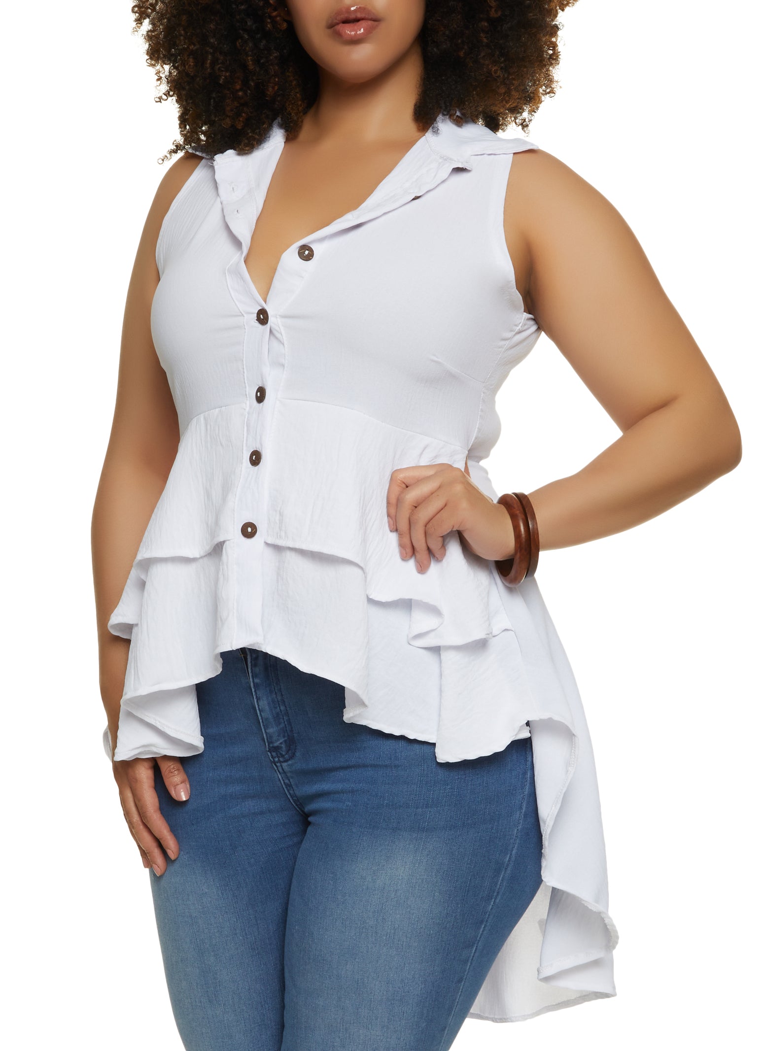 White high low shirt shop plus size