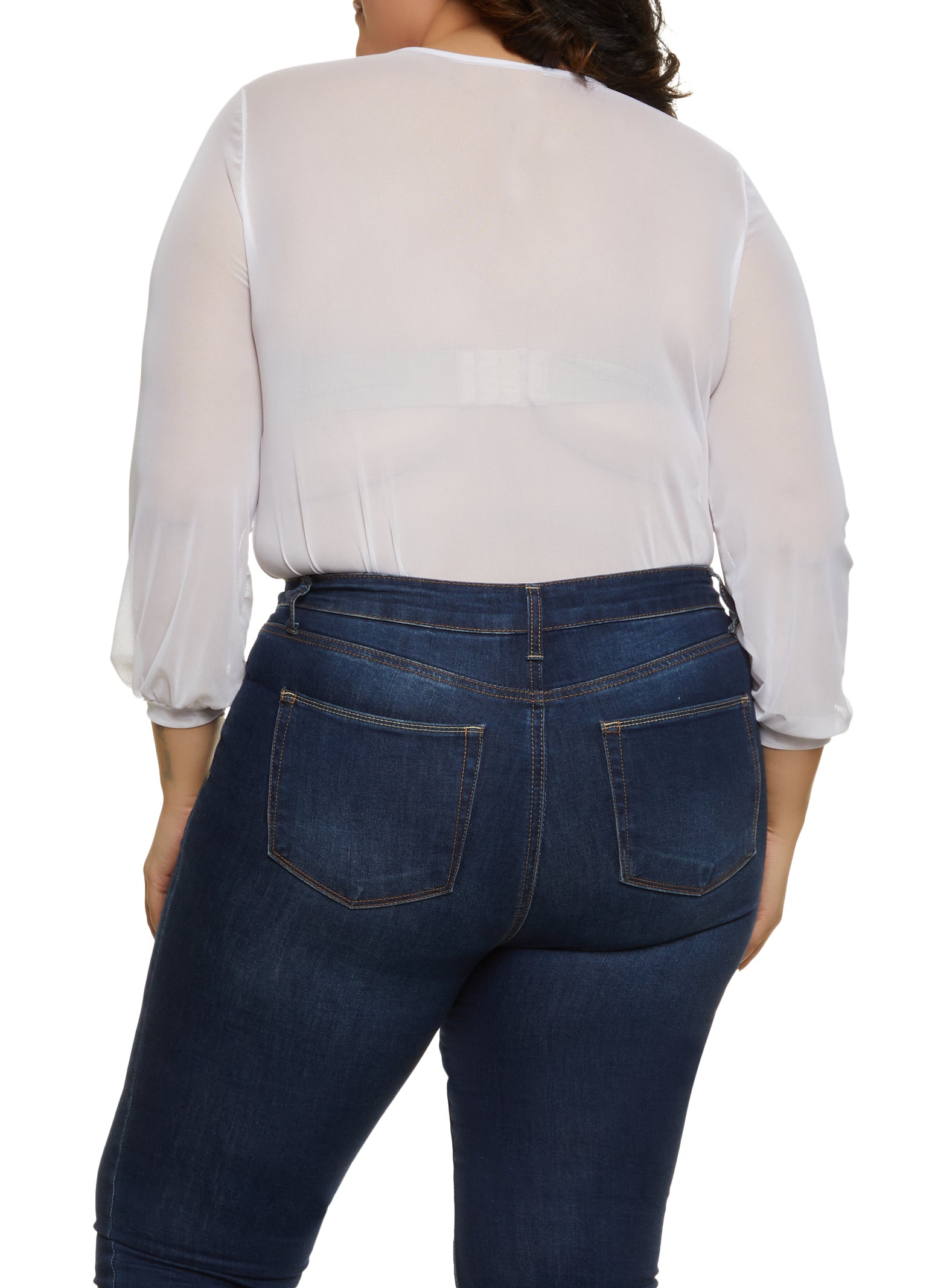 Plus Size Mesh Plunge Bodysuit