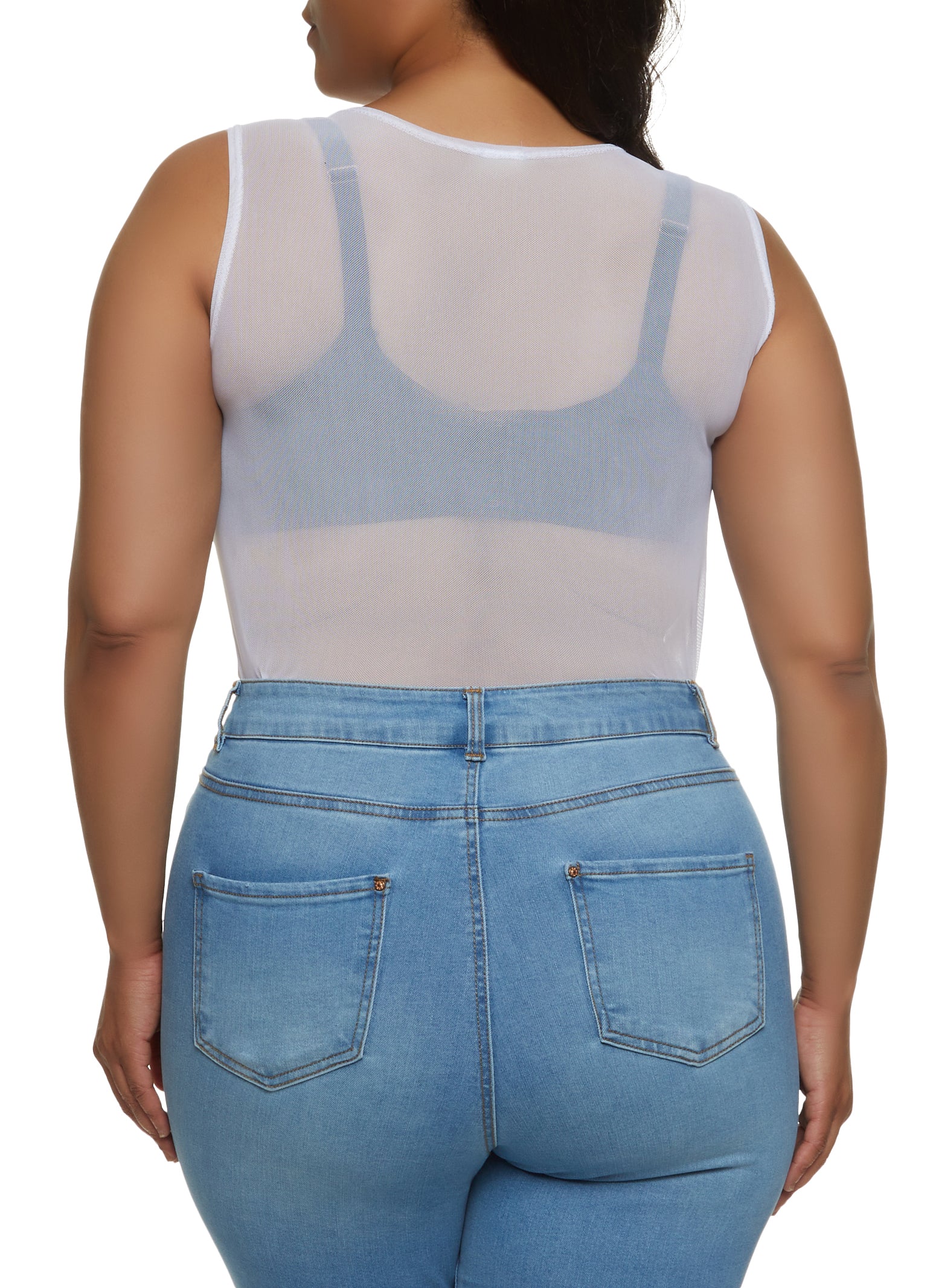 Plus Size Mesh Face Graphic Bodysuit