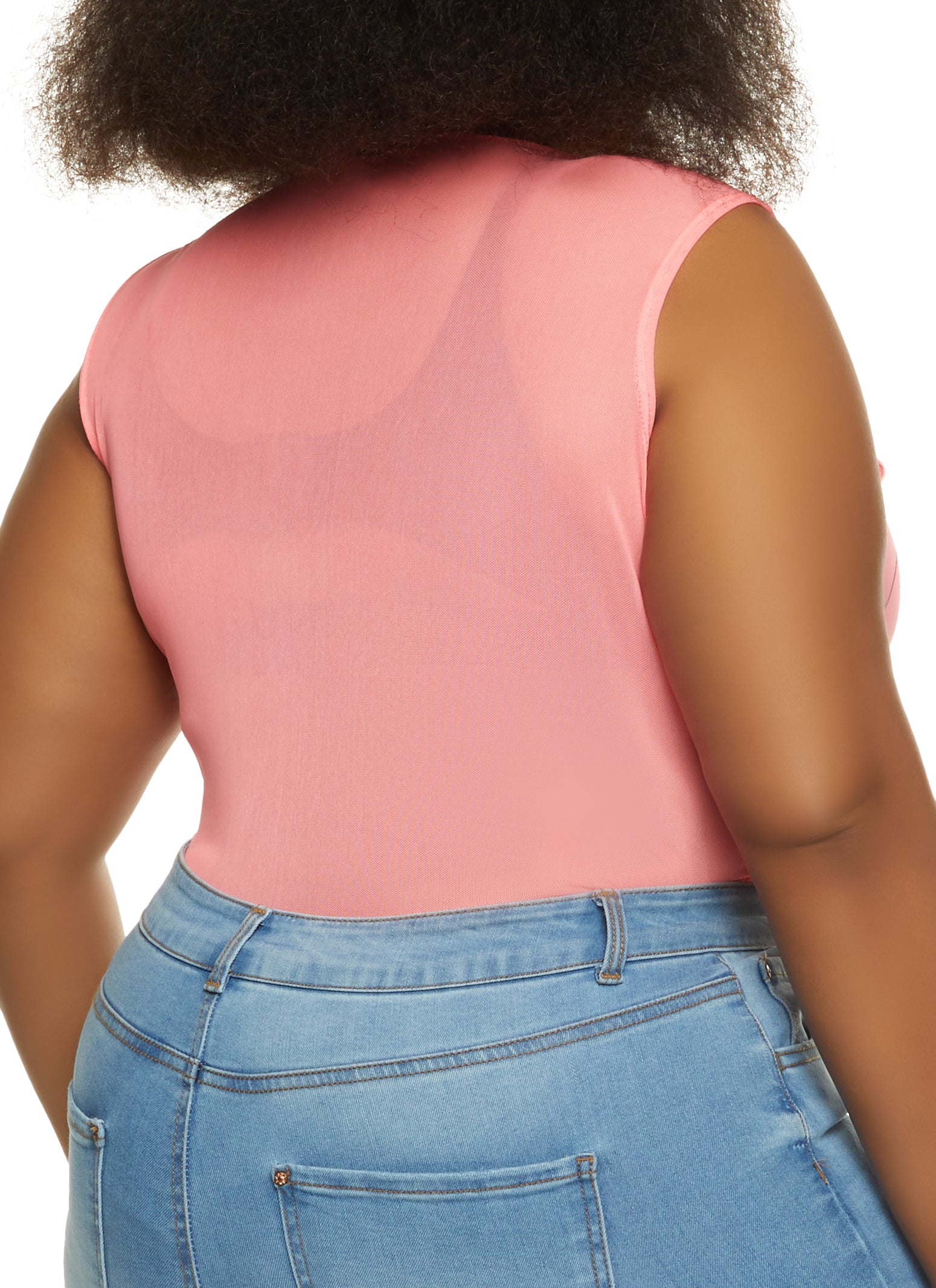 Plus Size Mesh Face Graphic Bodysuit