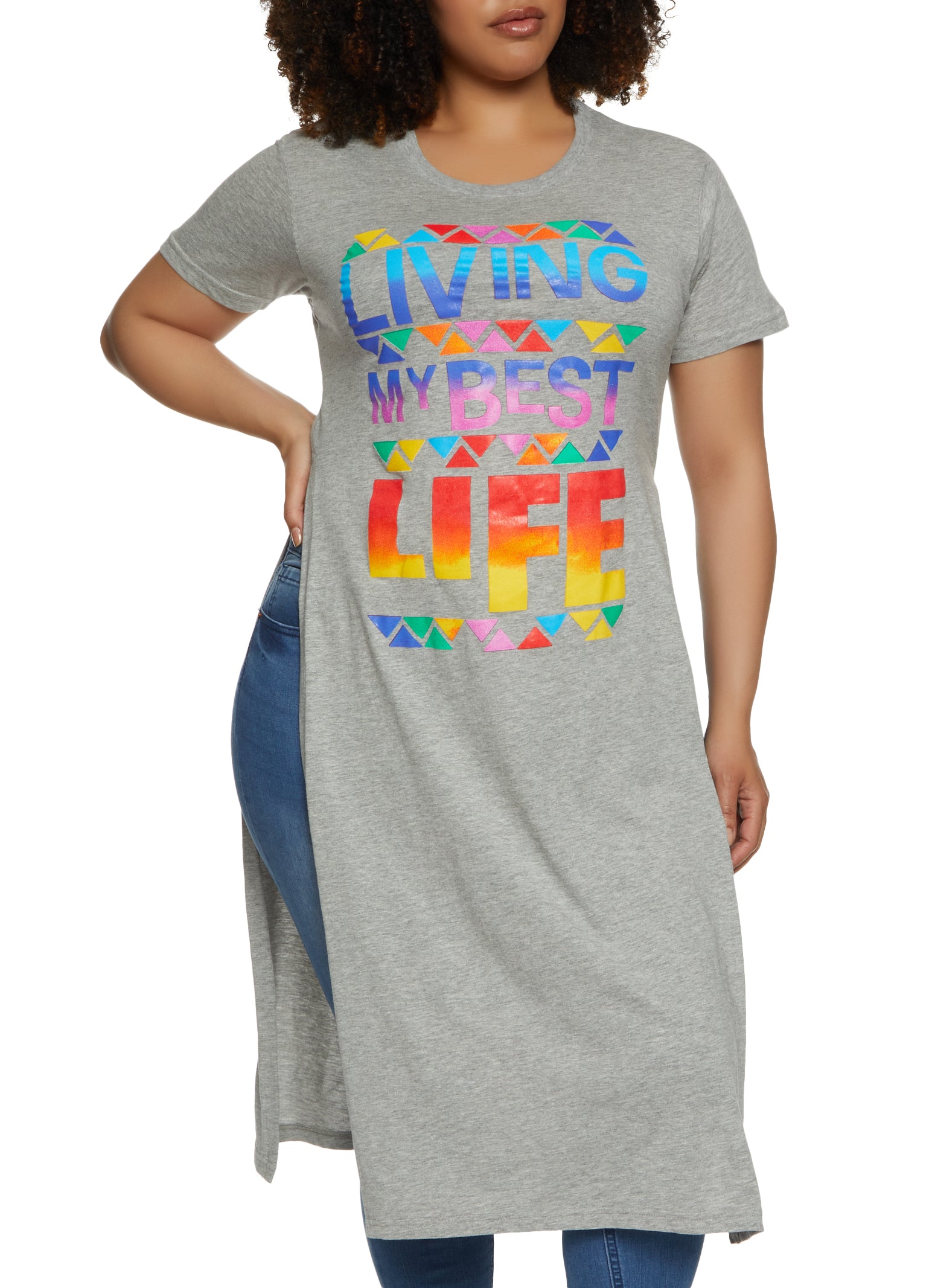 Plus Size Living My Best Life Graphic Maxi Tee
