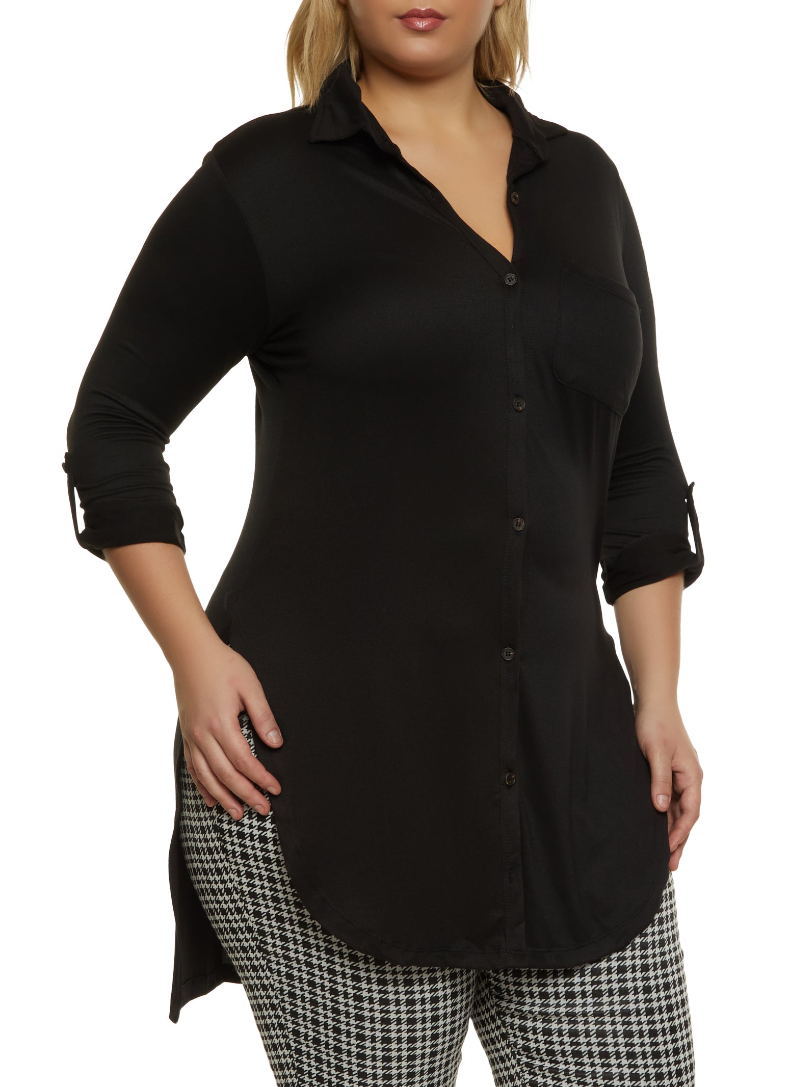 black high low shirt plus size