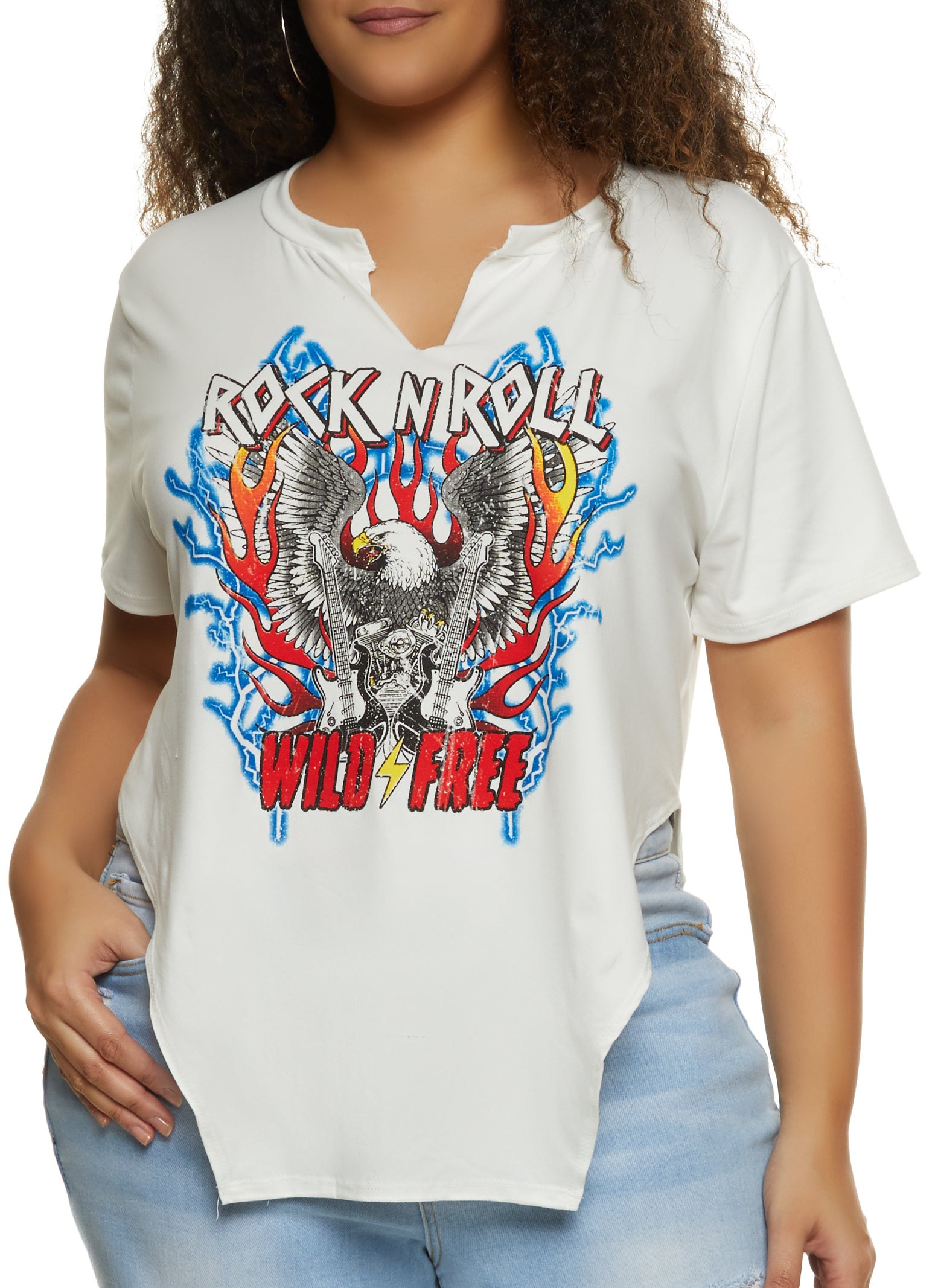 Plus Size Rock N Roll Graphic Tee