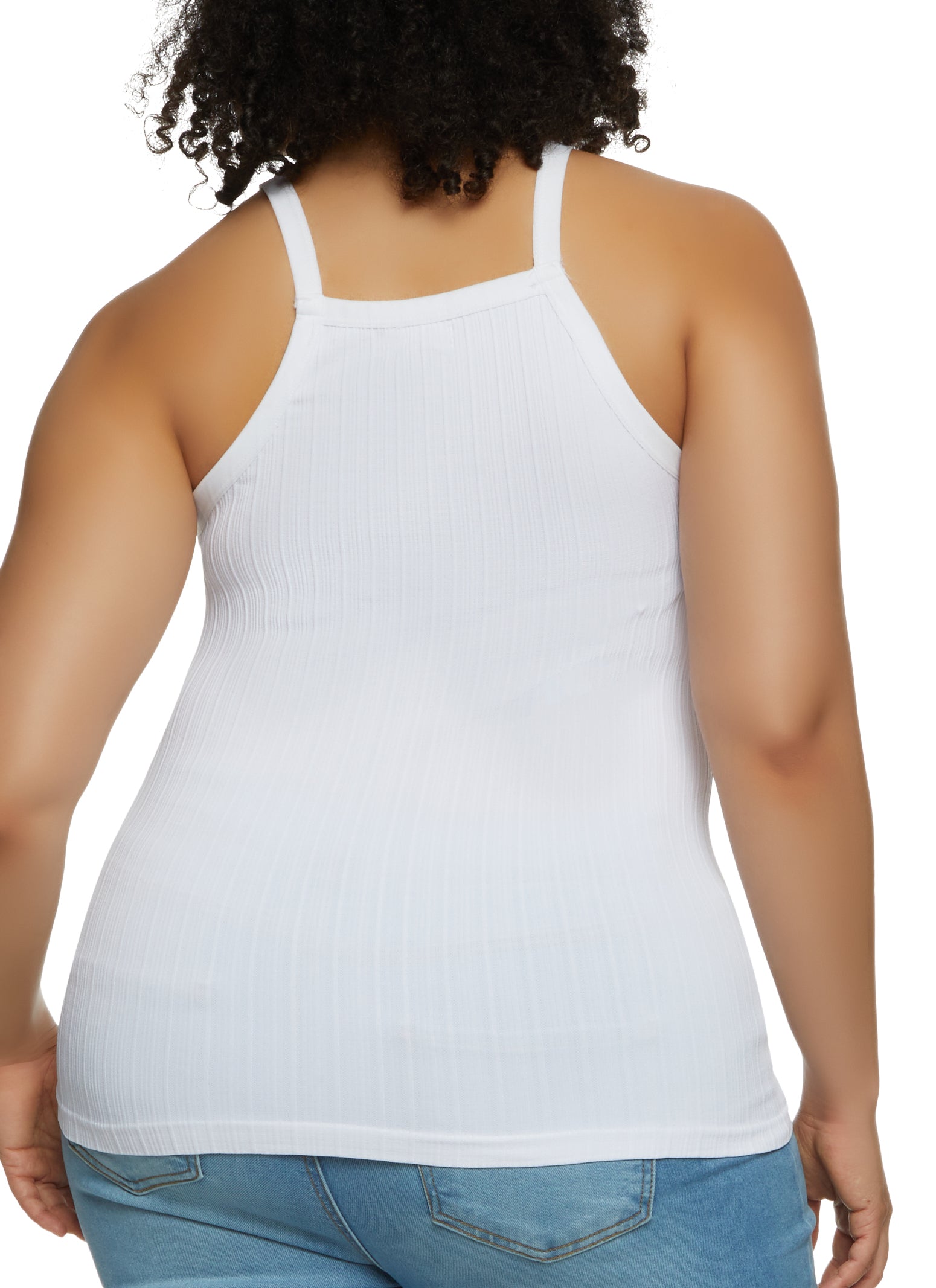 Plus Size High Neck Ribbed Tank Top