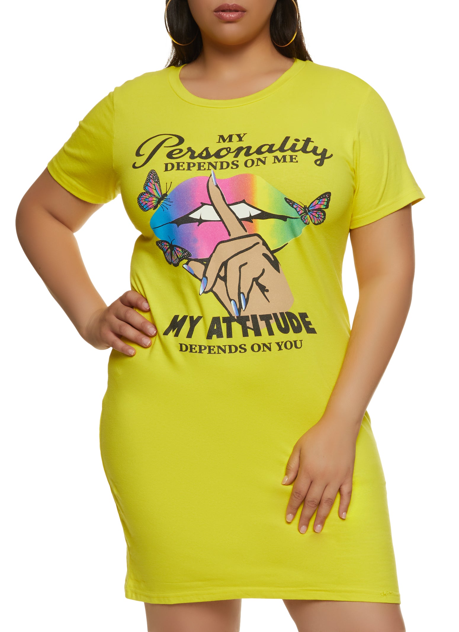 neon t shirt dress plus size