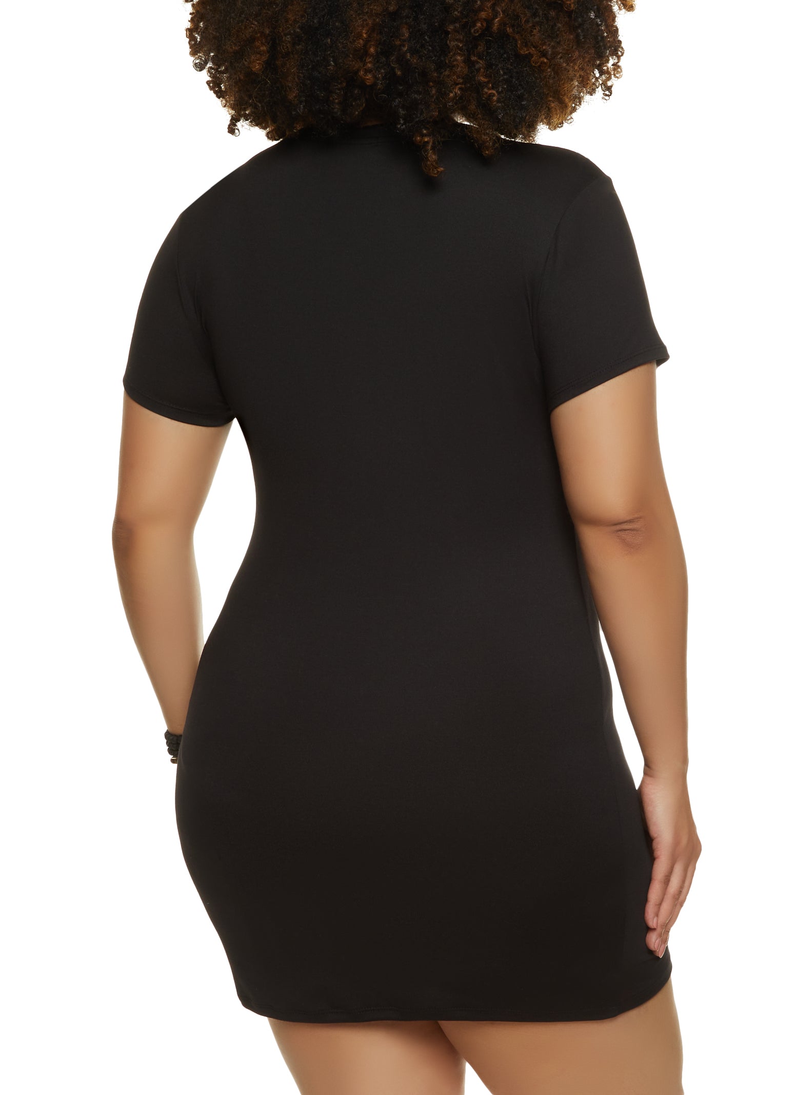 Plus Size Crew Neck Mini T Shirt Dress