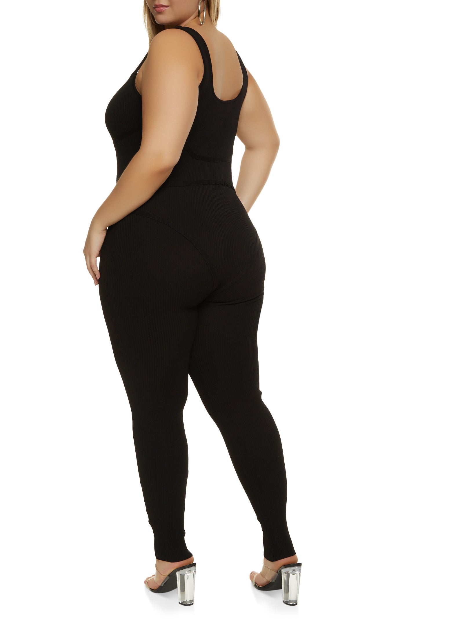 Plus Size Ribbed Knit Jumpsuit