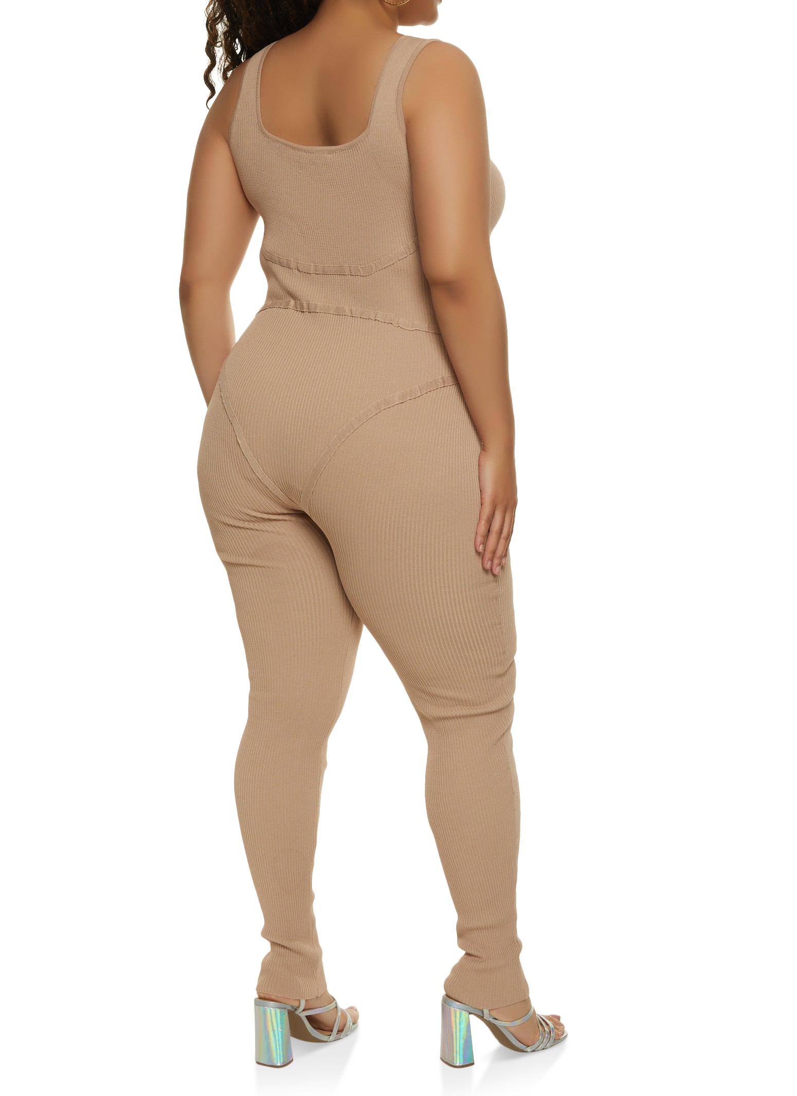 Plus Size Ribbed Knit Jumpsuit