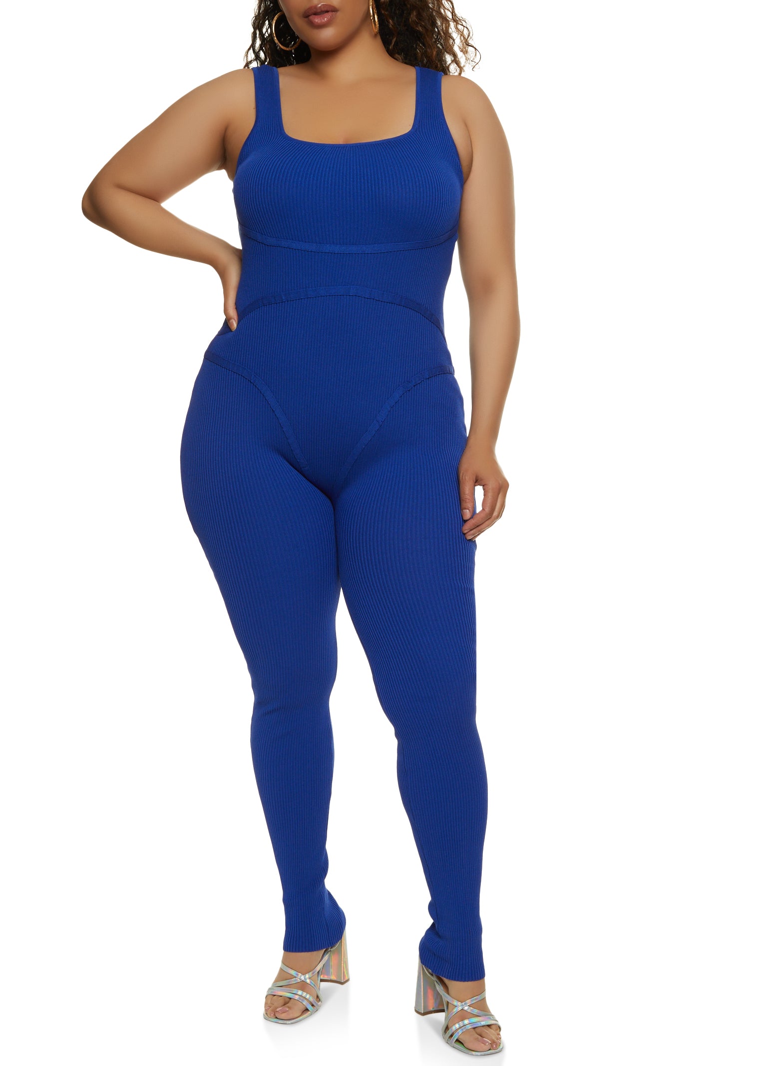 Plus Size Ribbed Knit Jumpsuit