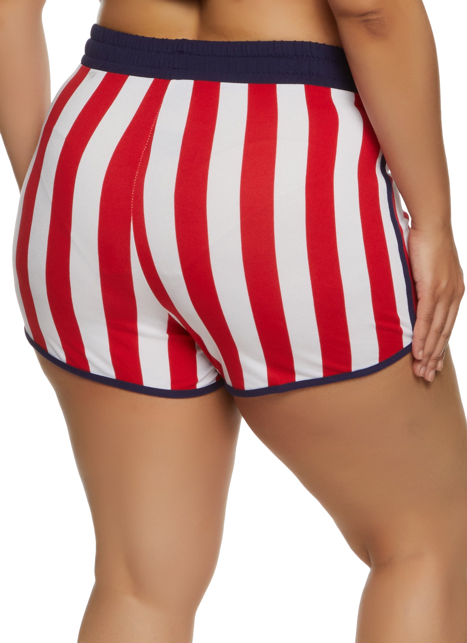 Plus Size Contrast Trim Drawstring Dolphin Shorts