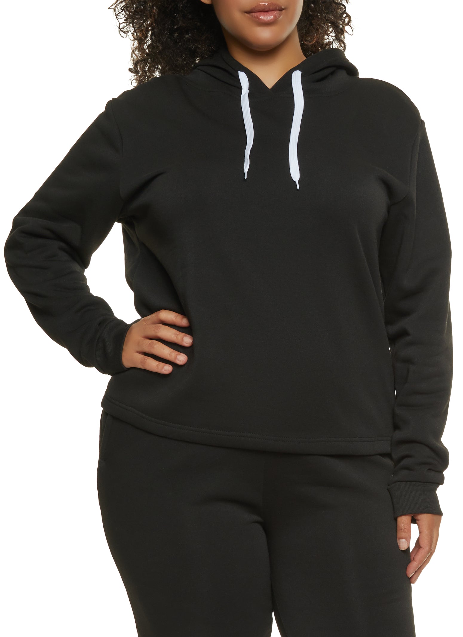 Plus Size Solid Pullover Hoodie