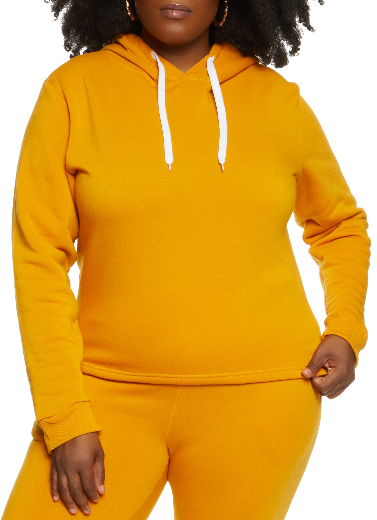 Plus Size Solid Pullover Hoodie