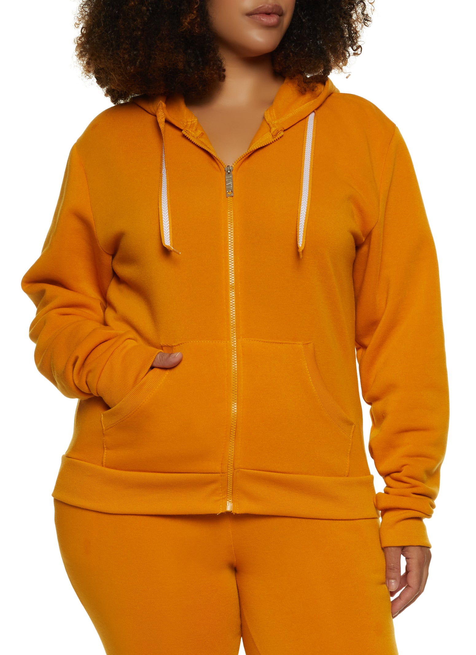 Plus Size Fleece Zip Front Hoodie